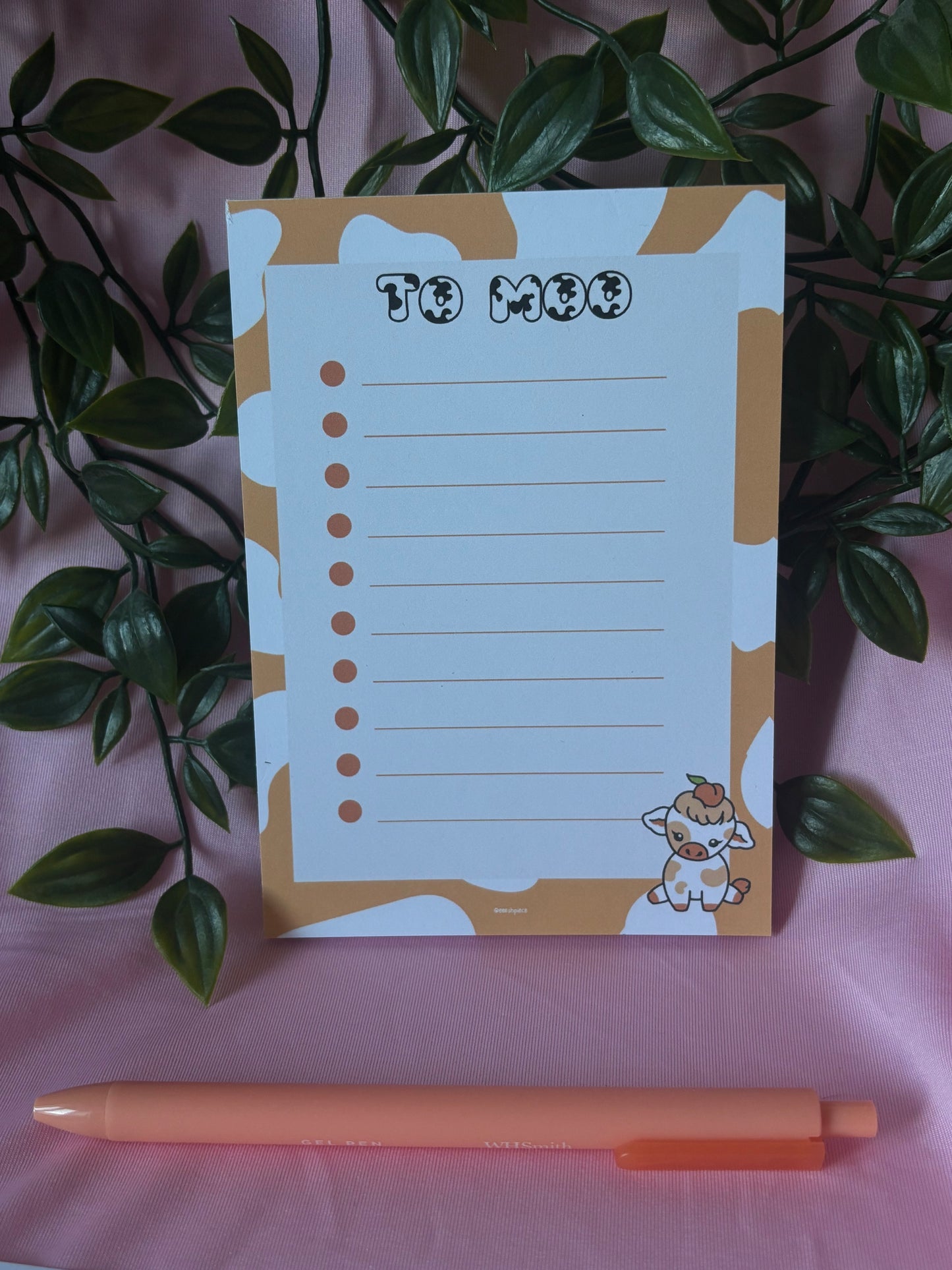 Peach cow notepad