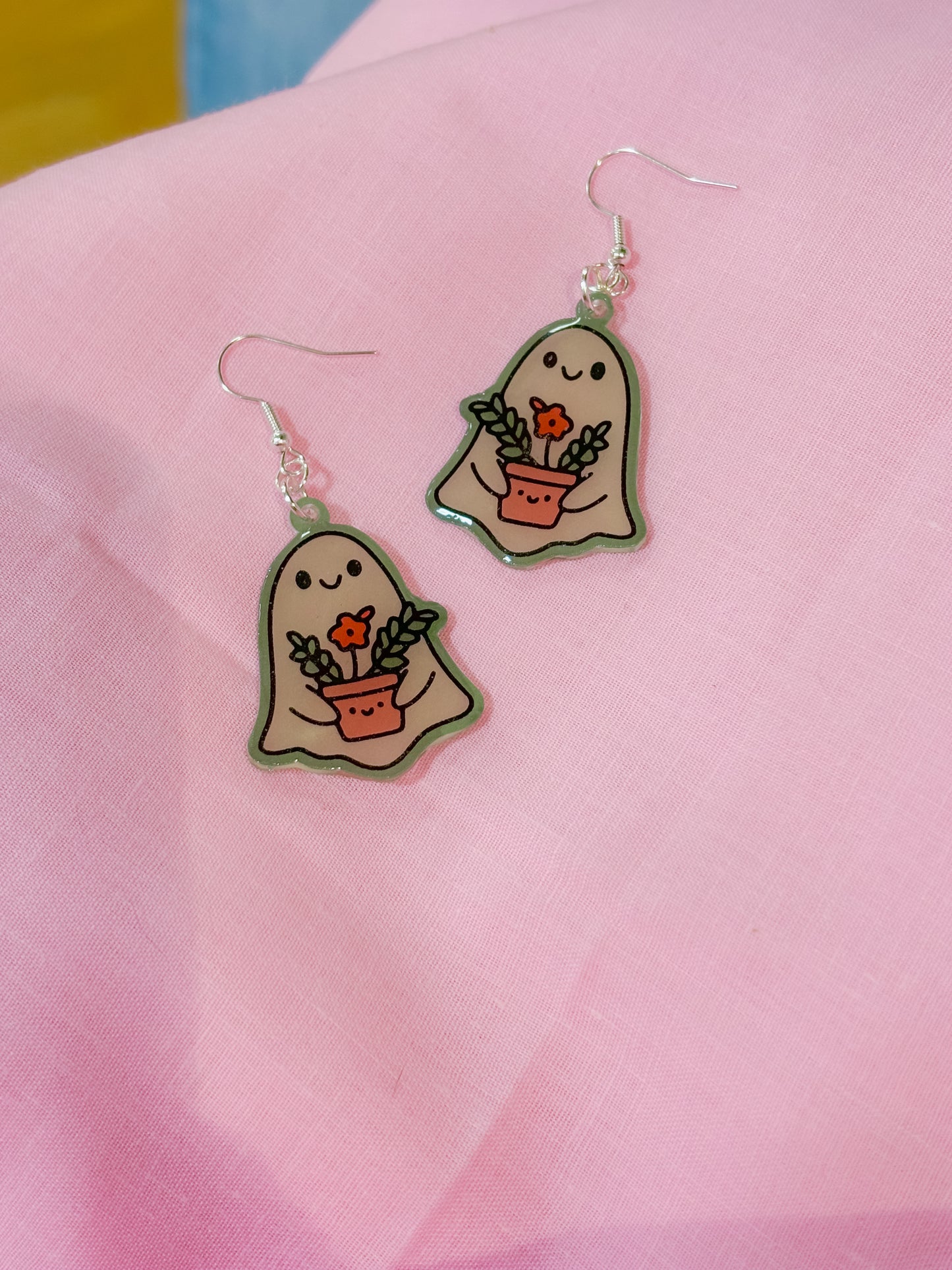 Ghosts with plants earrings