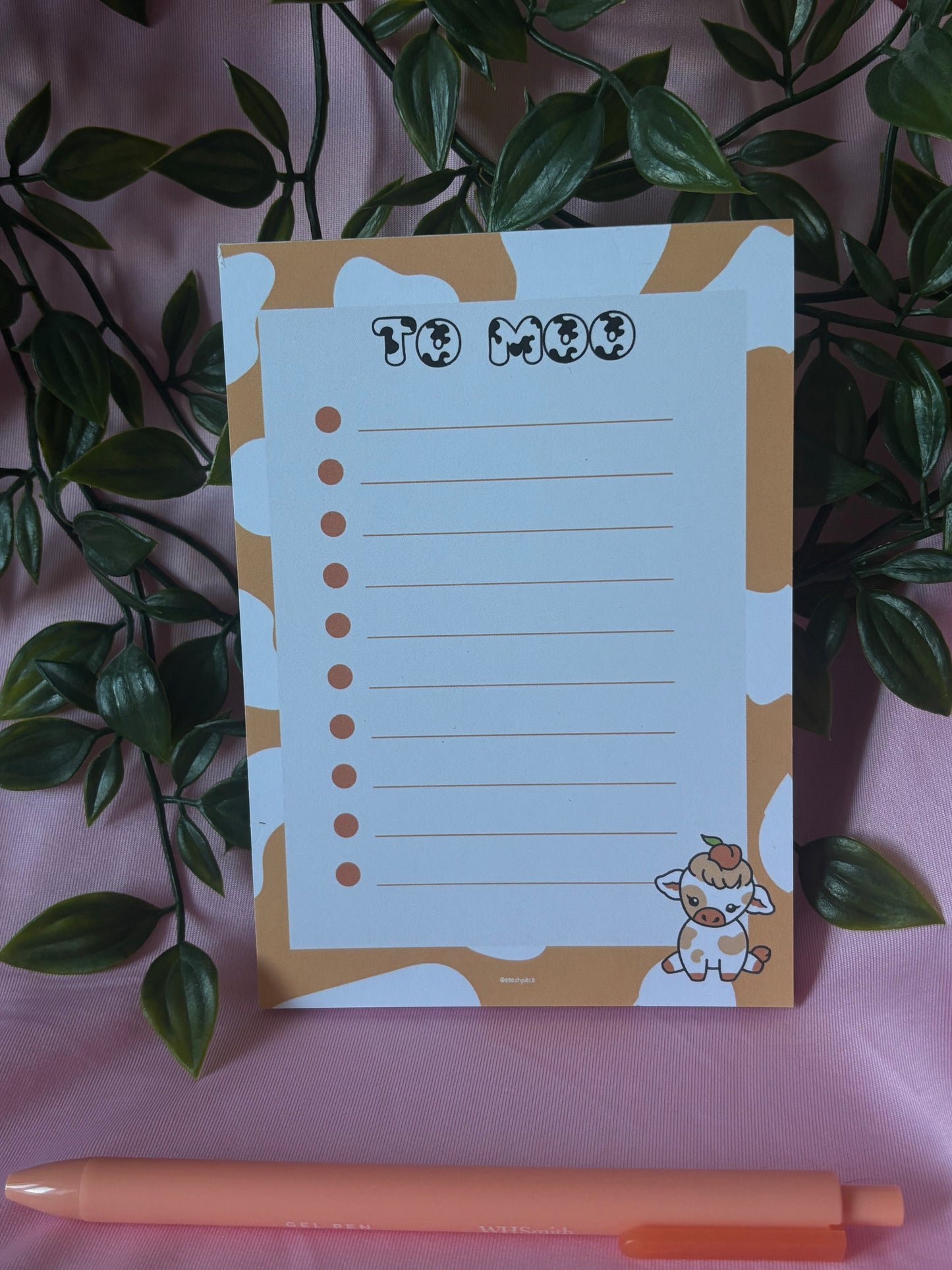 Peach cow notepad