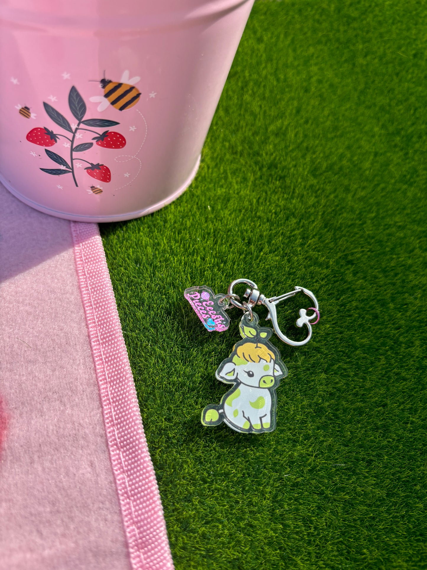 Acrylic cow keyring - 10 options!