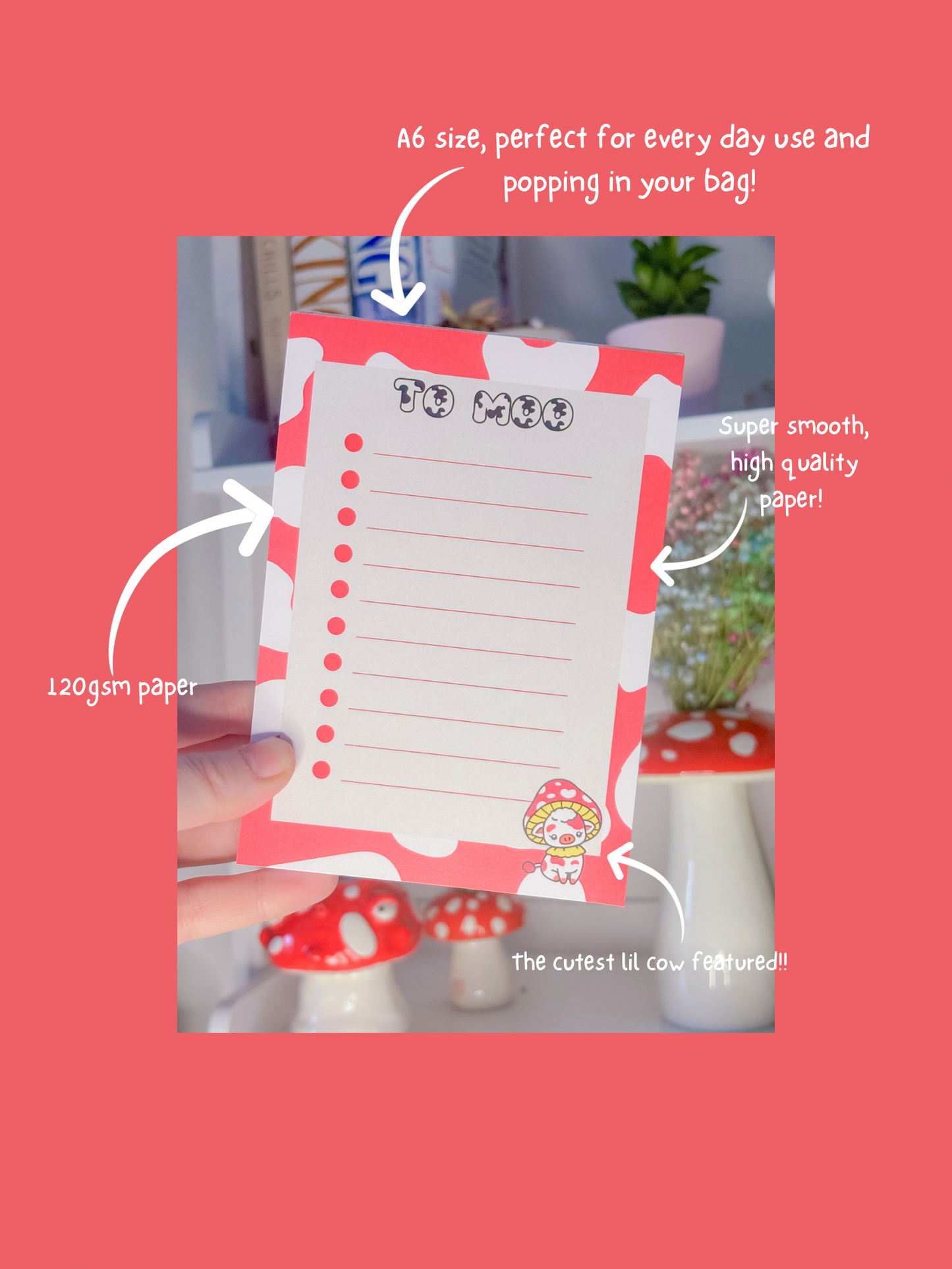 Mushroom cow notepad