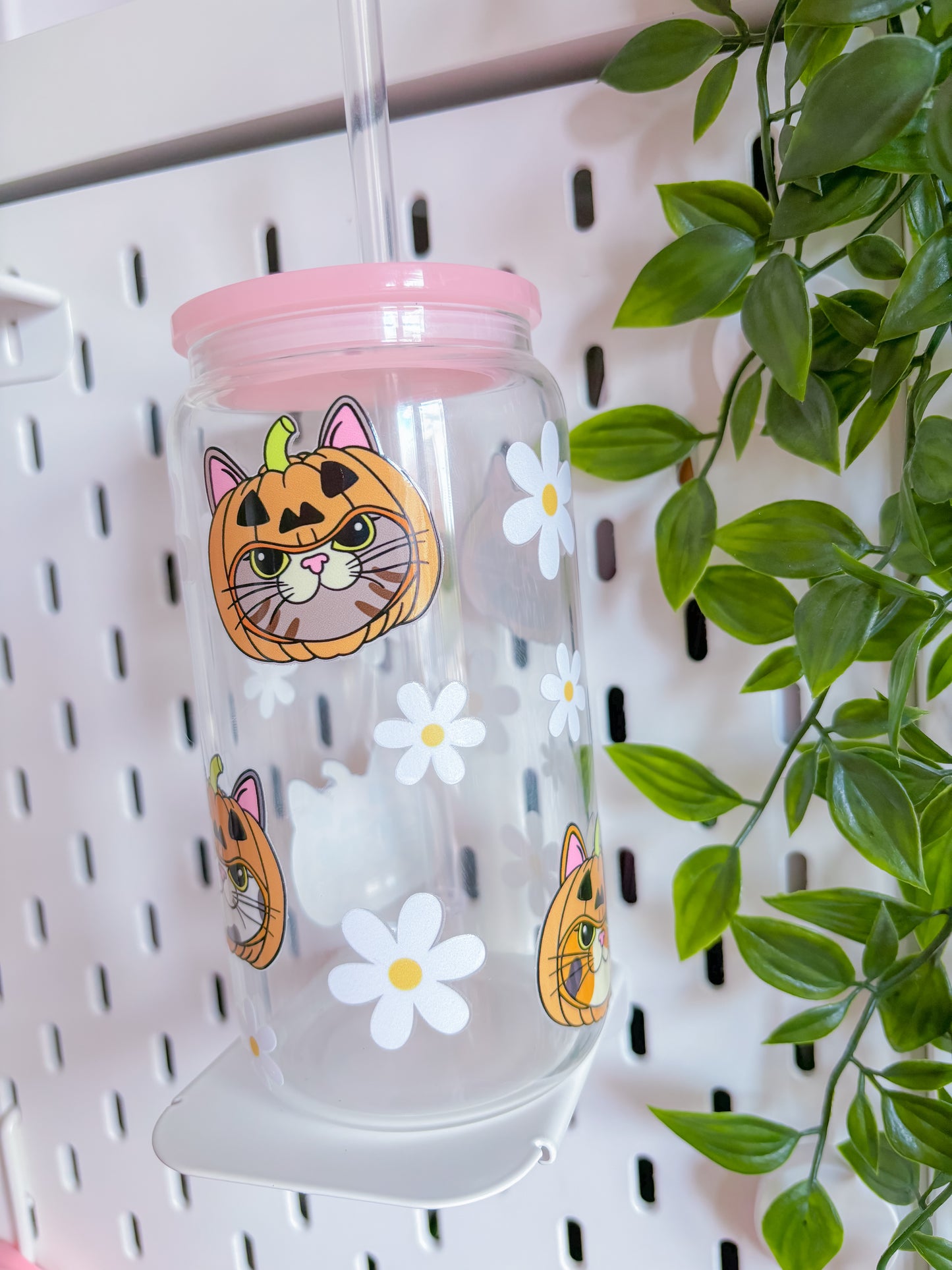 Pumpkin cats glass can