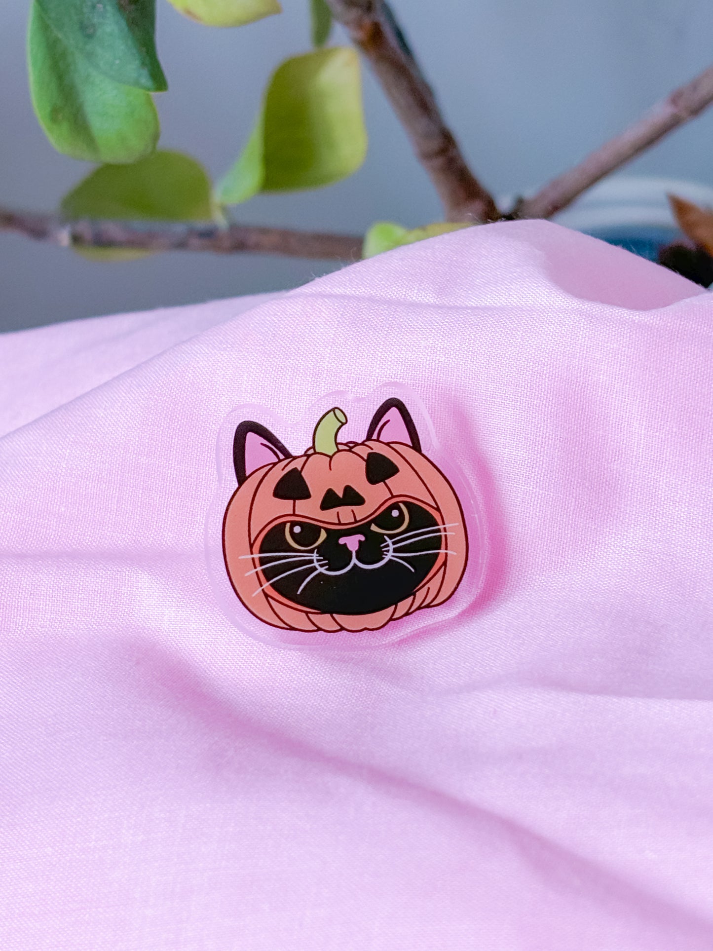 Pumpkin kitty acrylic pin