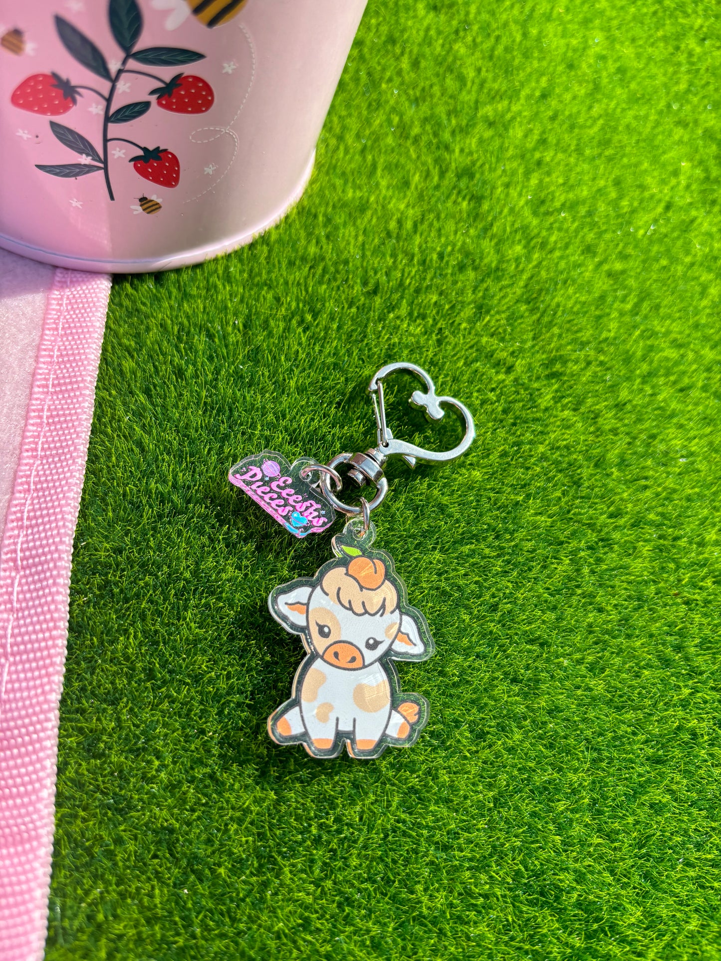 Acrylic cow keyring - 10 options!