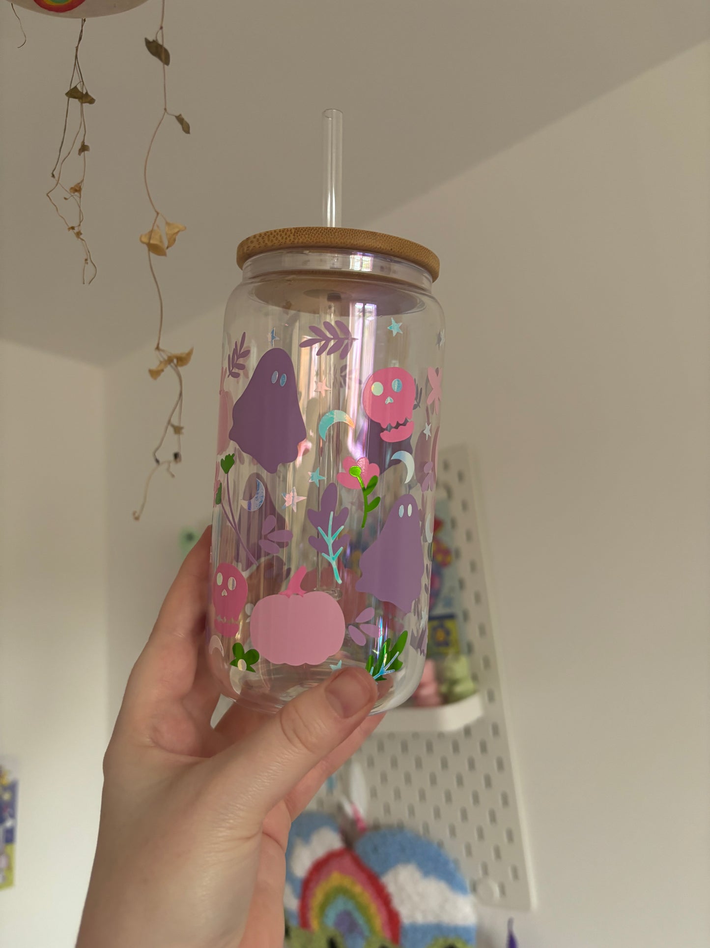 Pastel ghouls iridescent glass can