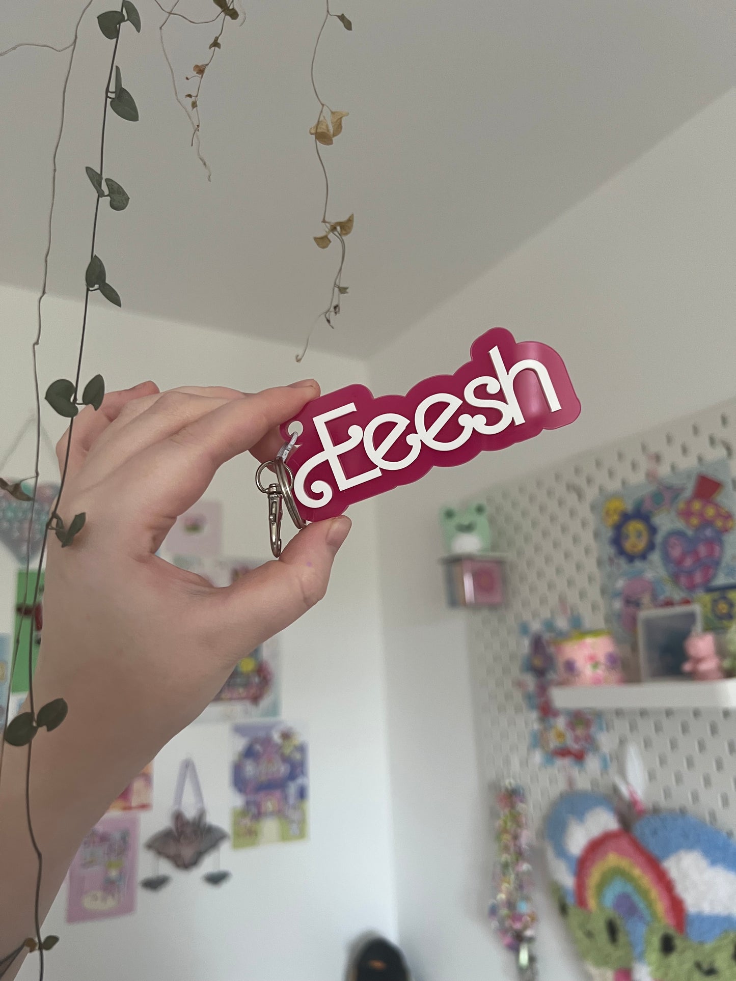 Large acrylic name keyring