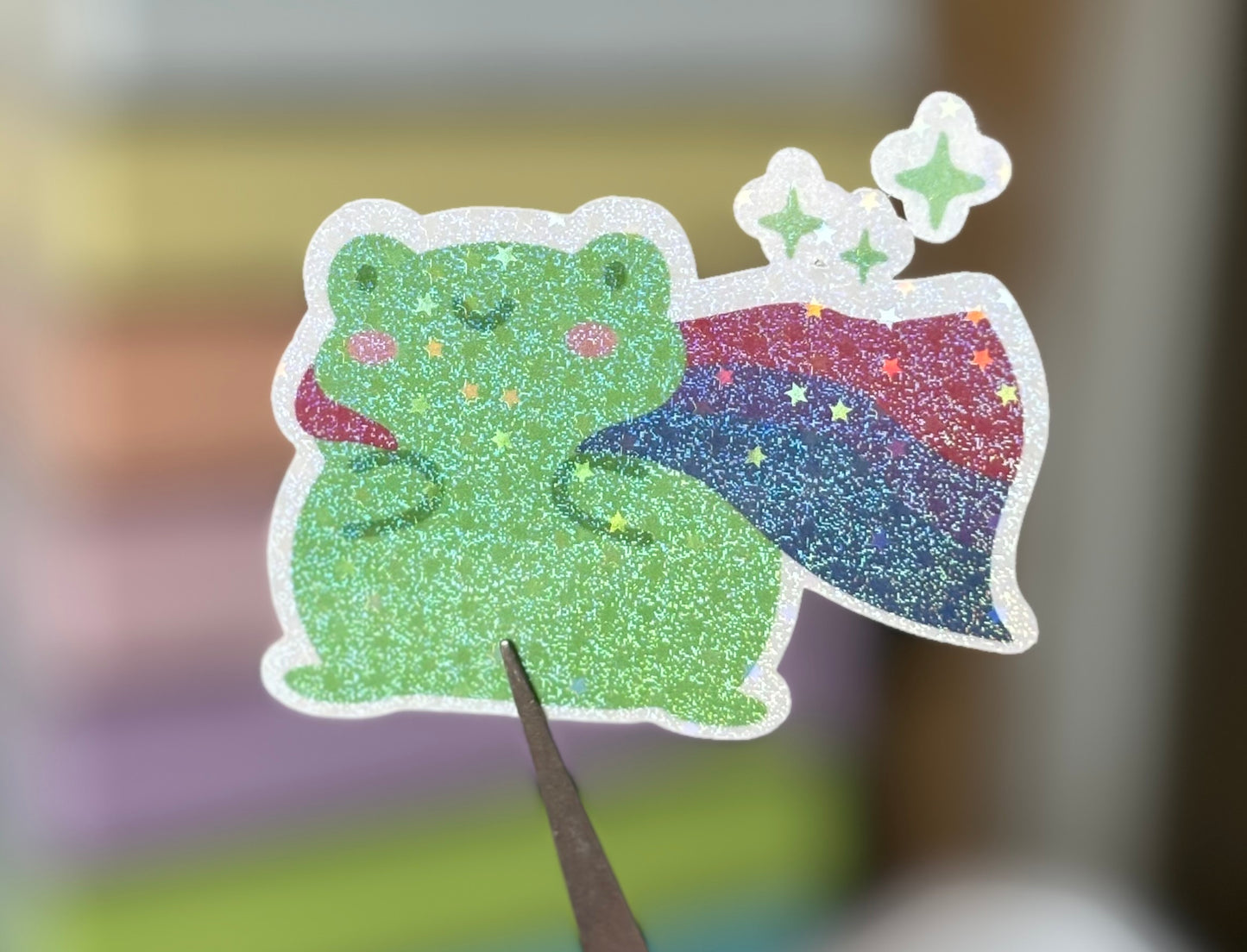 Bisexual pride froggy holographic sticker