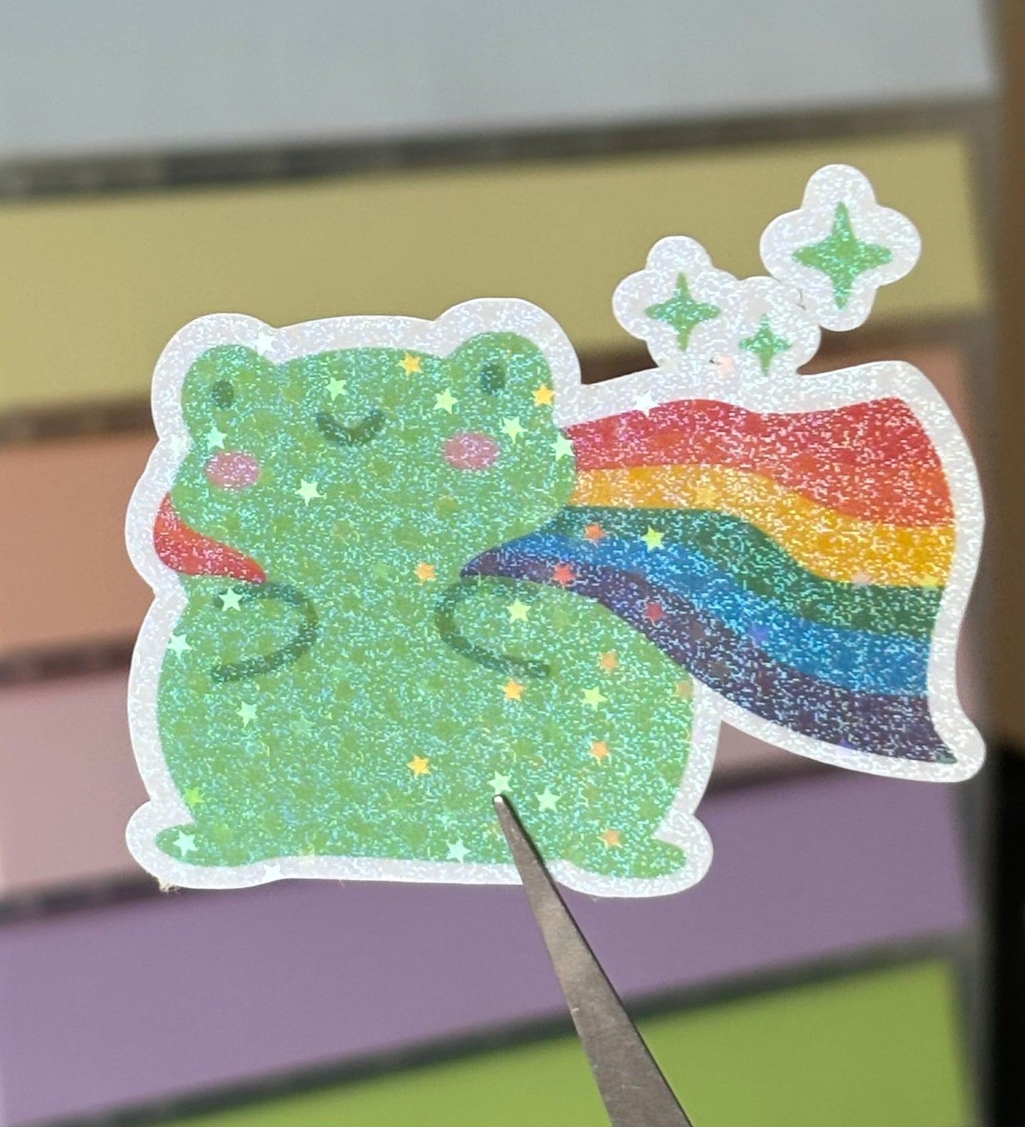 LGBTQ+ pride froggy holographic sticker