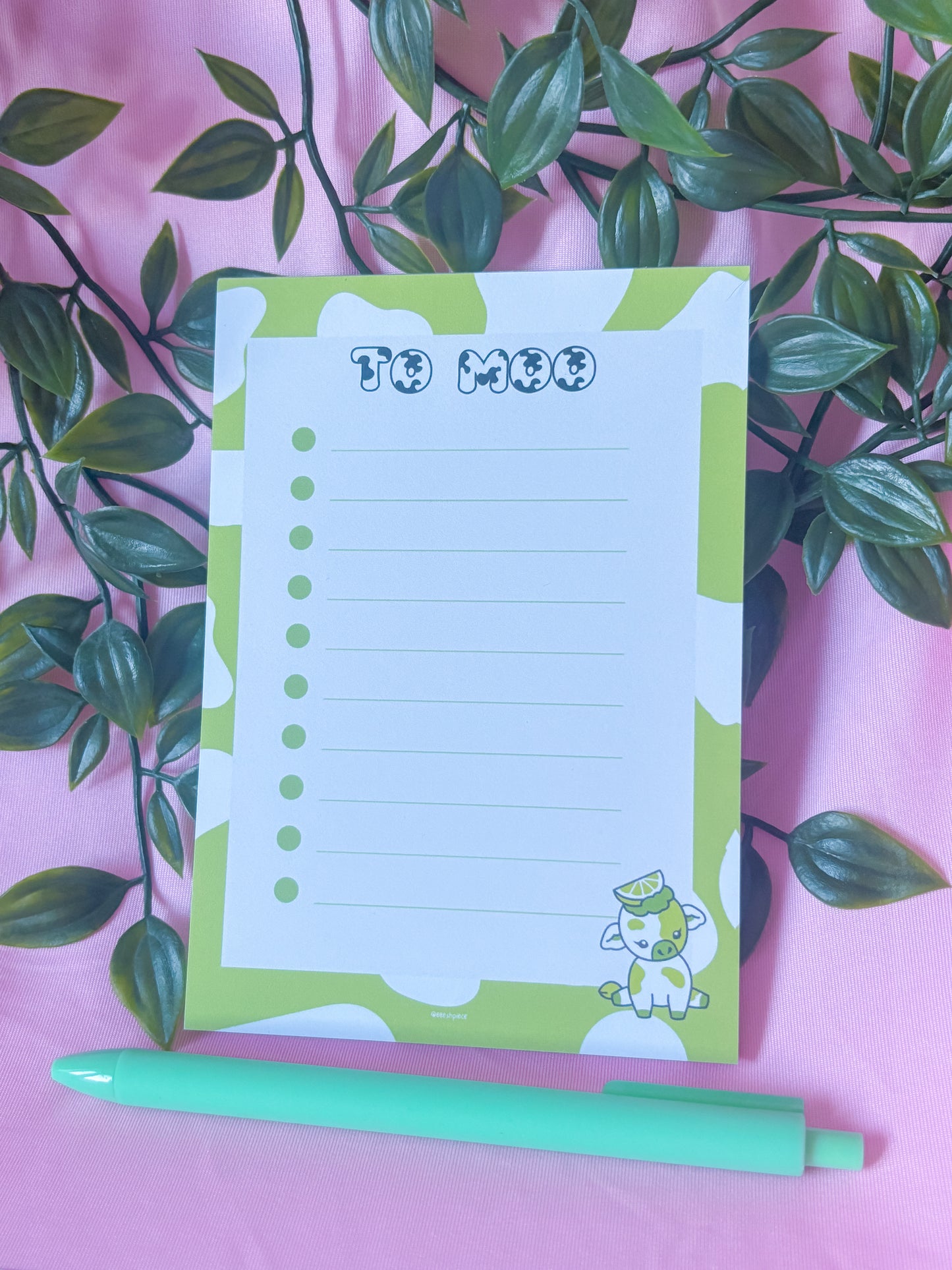 Lime cow notepad