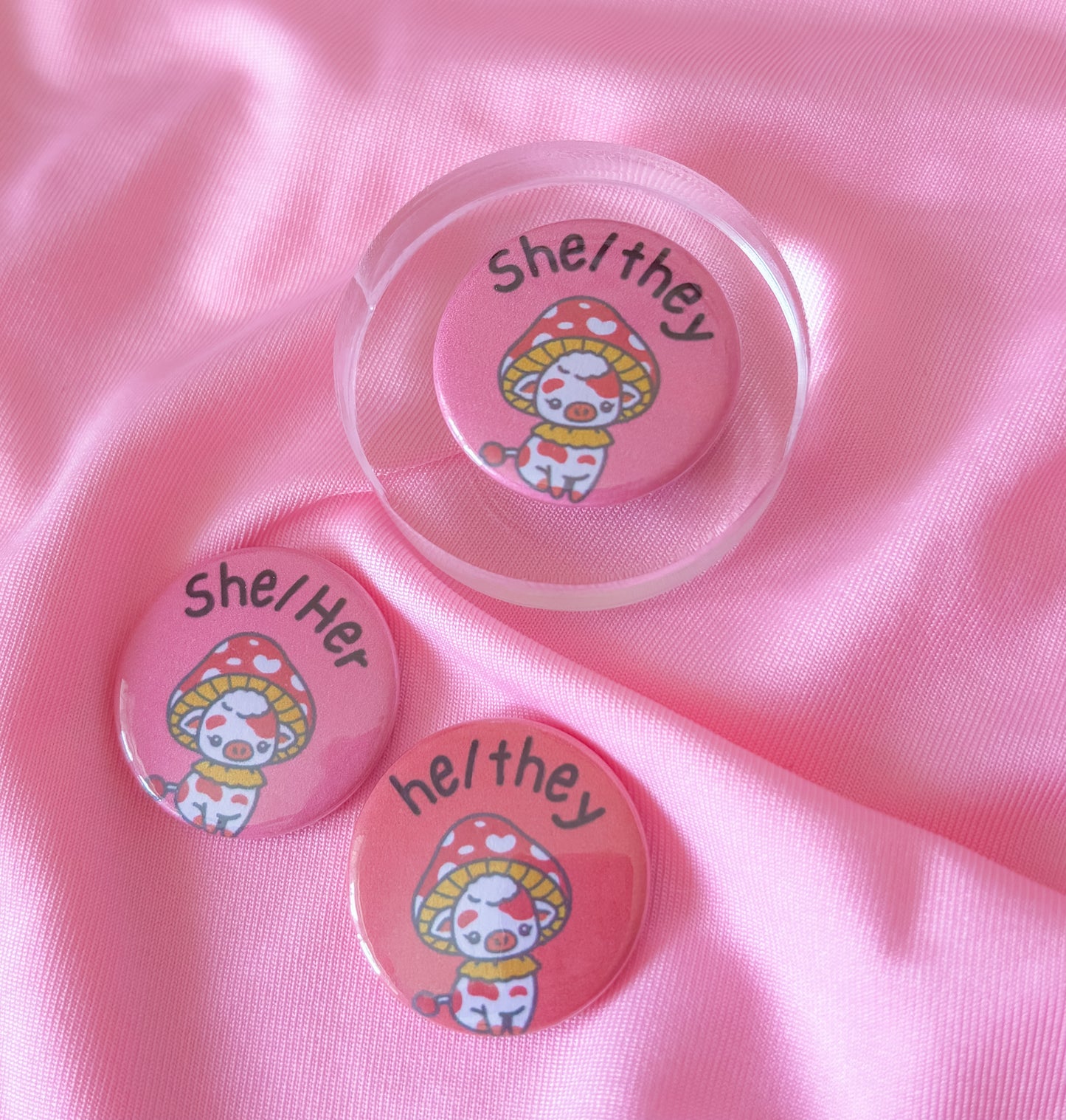 CUSTOM cow pronoun pin badge