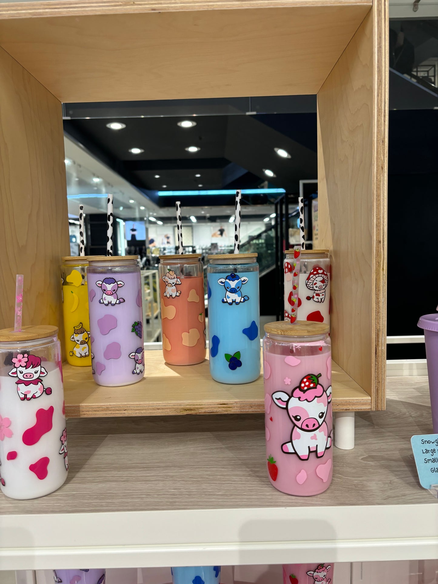 Mushroom cow snowglobe libbey glass