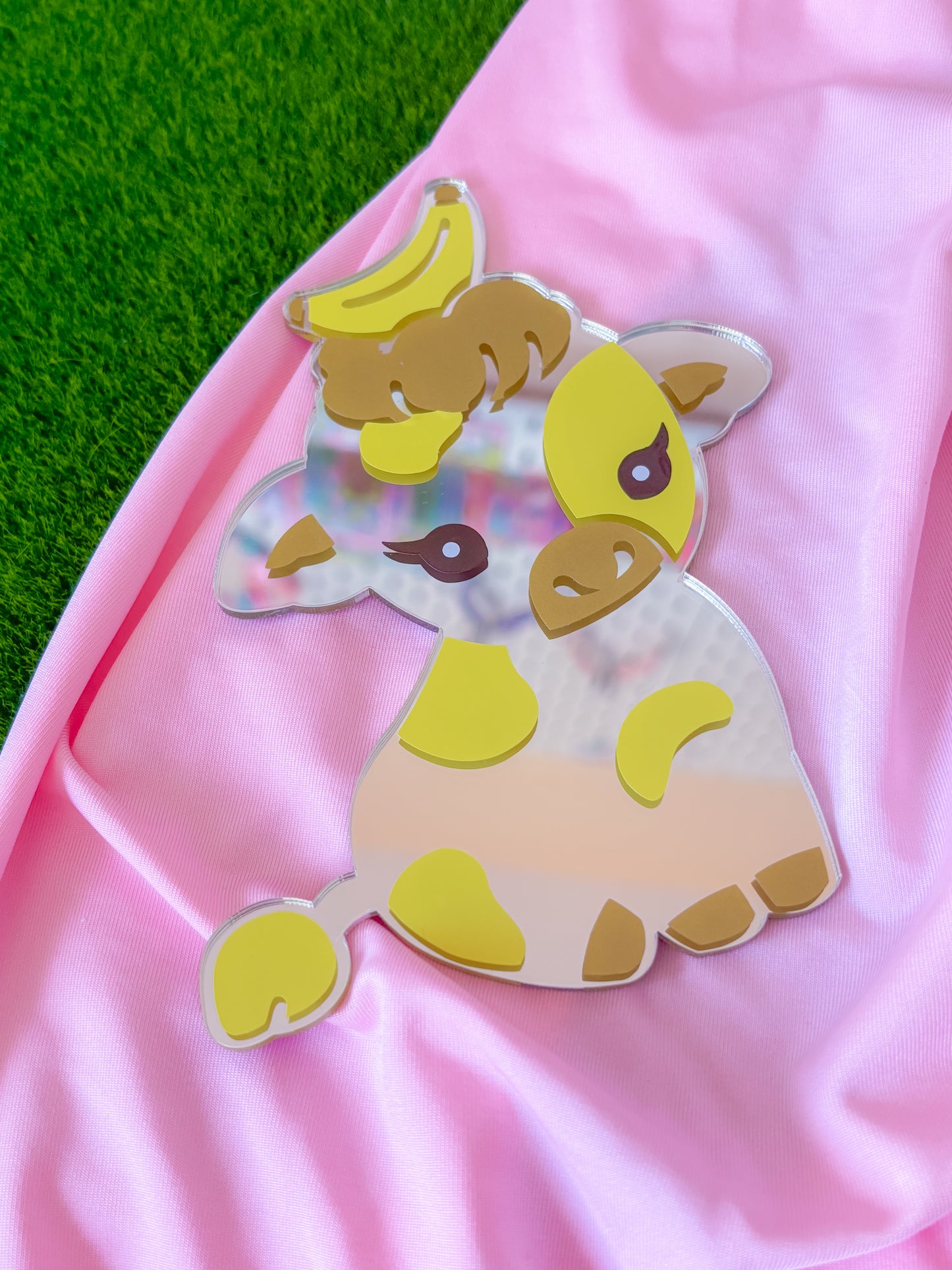 Banana cow shaped acrylic mirror