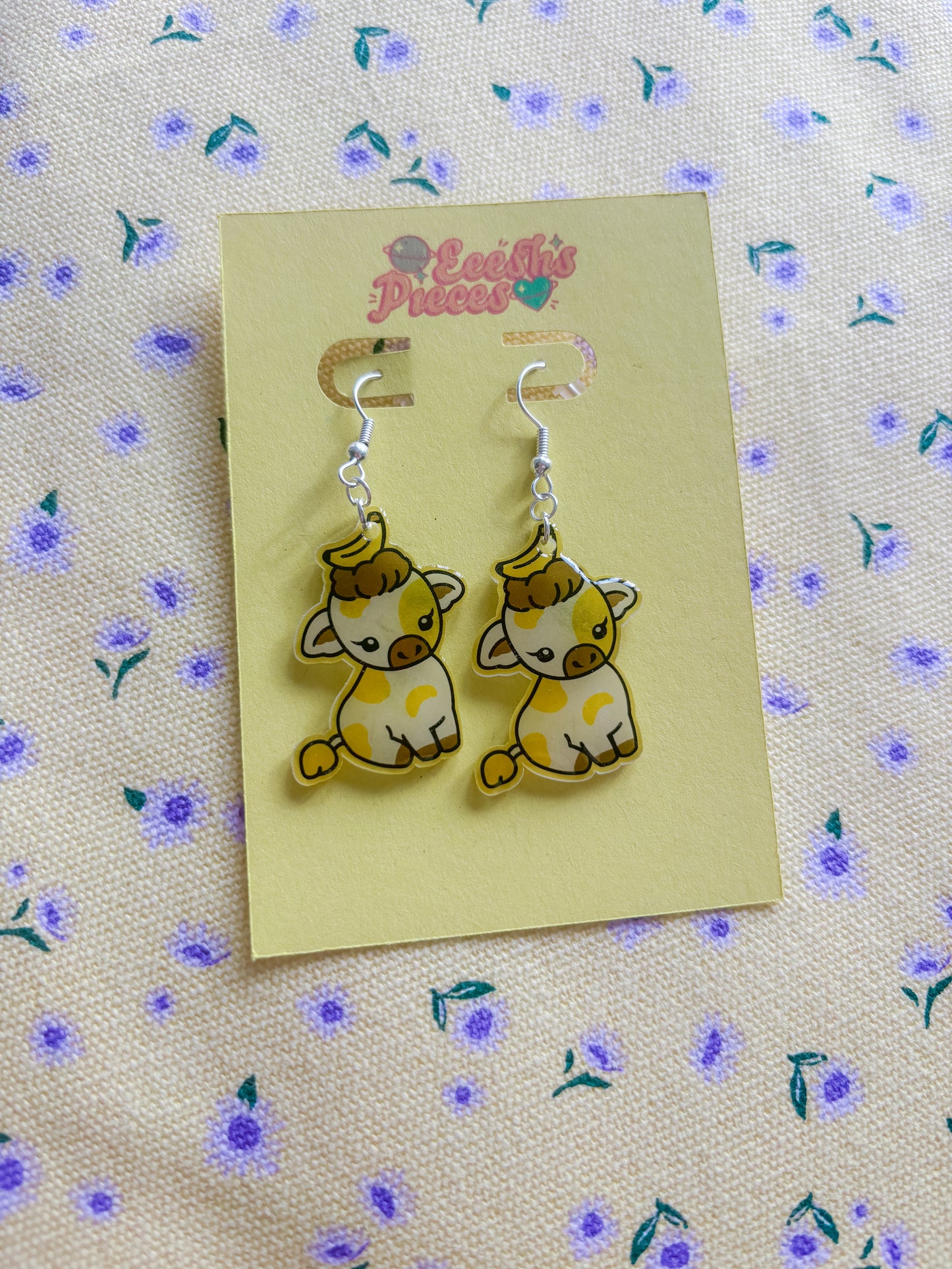 Banana cow earrings