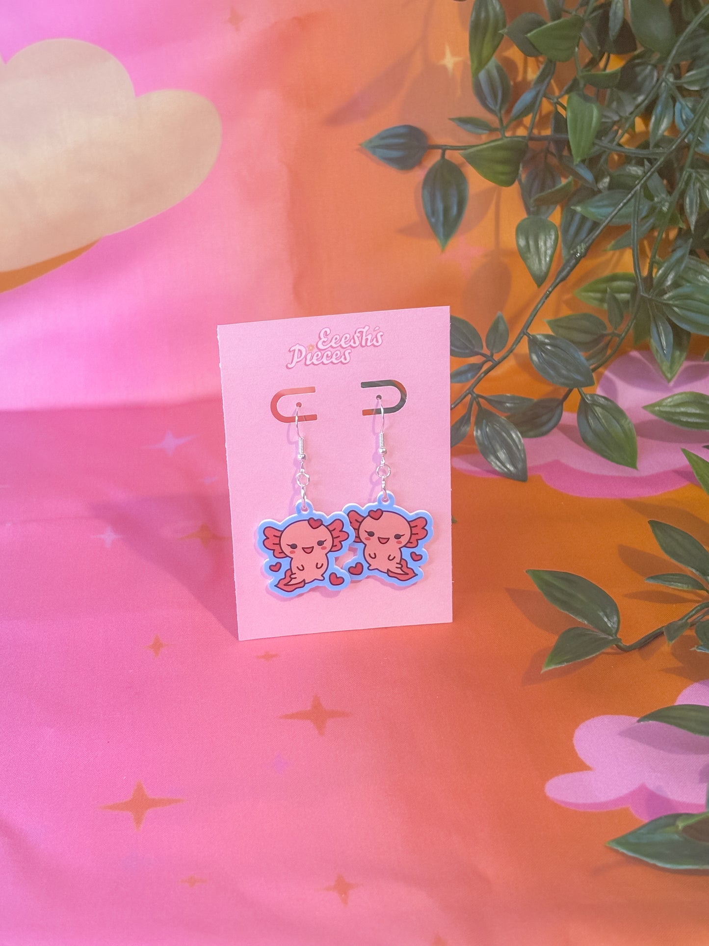 Axolotl love earrings