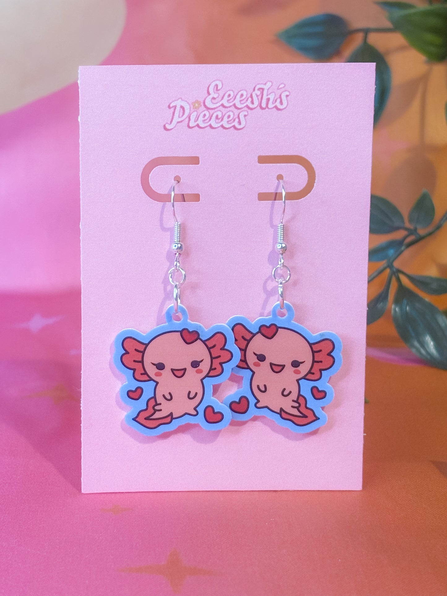 Axolotl love earrings