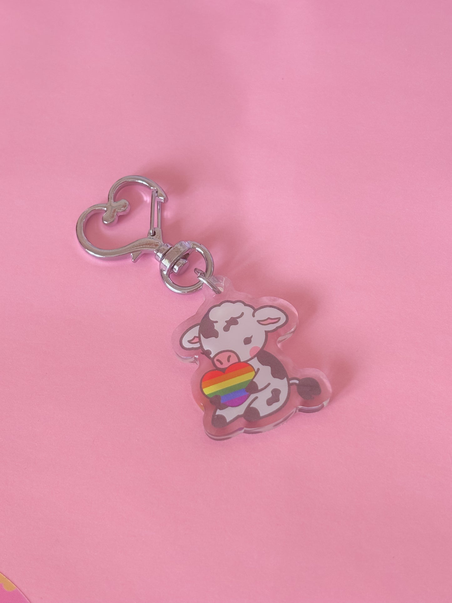 Pride cow keychain