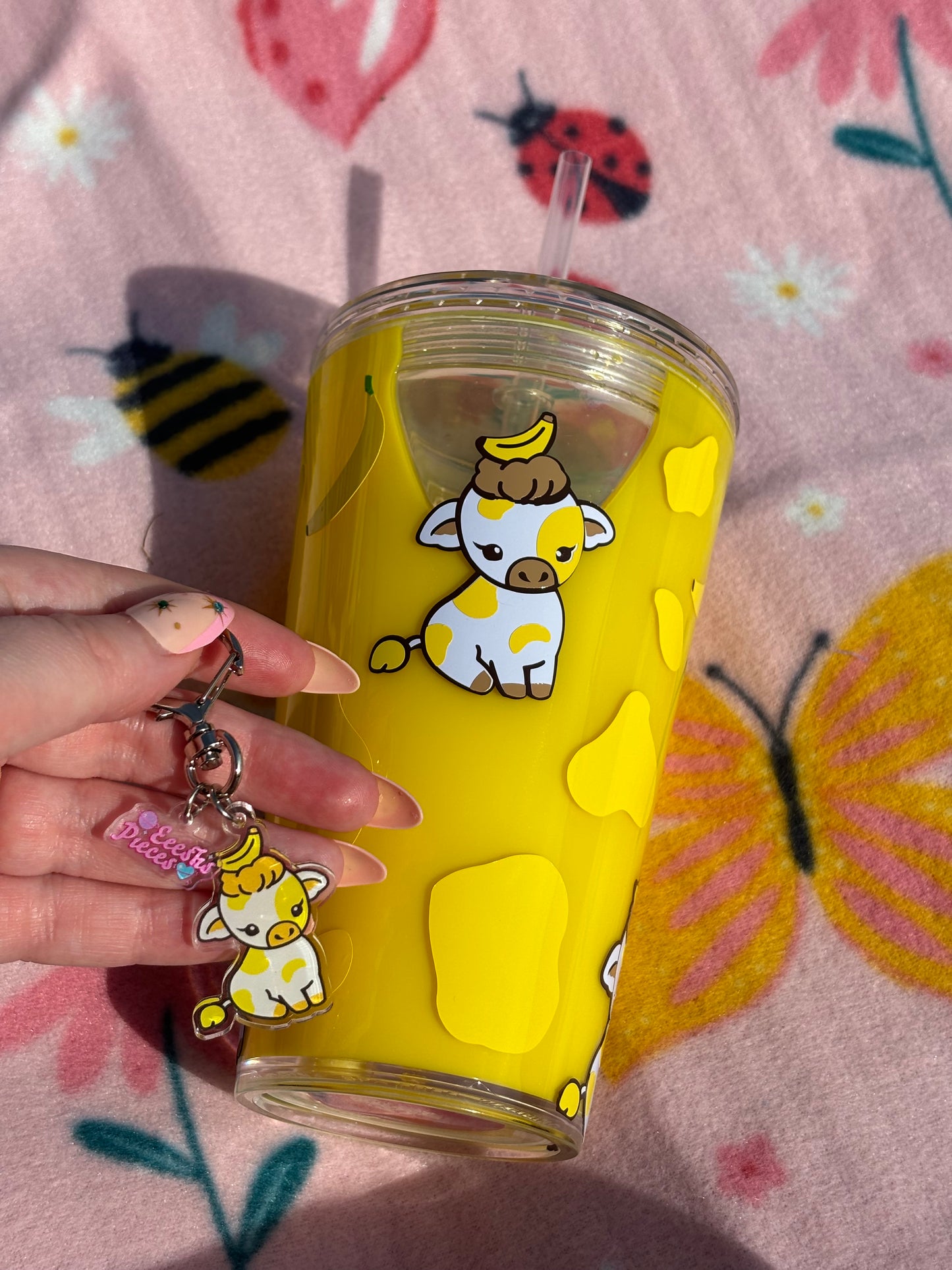 Acrylic cow keyring - 10 options!