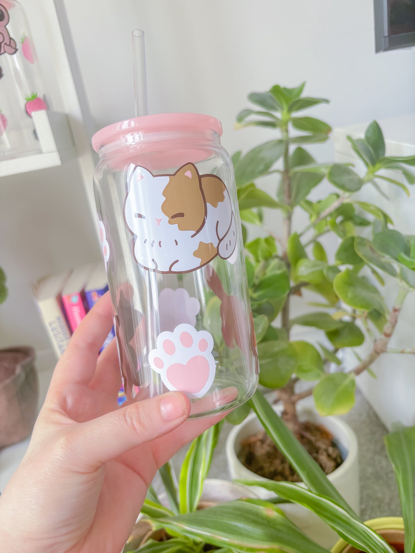 16oz kawaii kitties Libbey glass can
