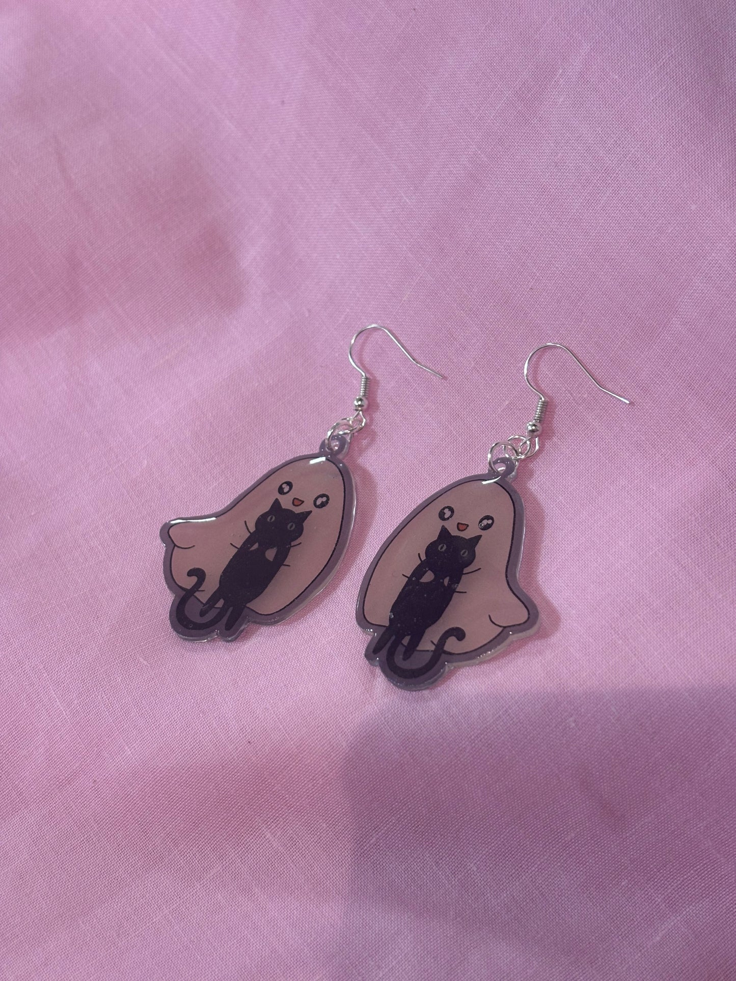 Ghost with cat earrings