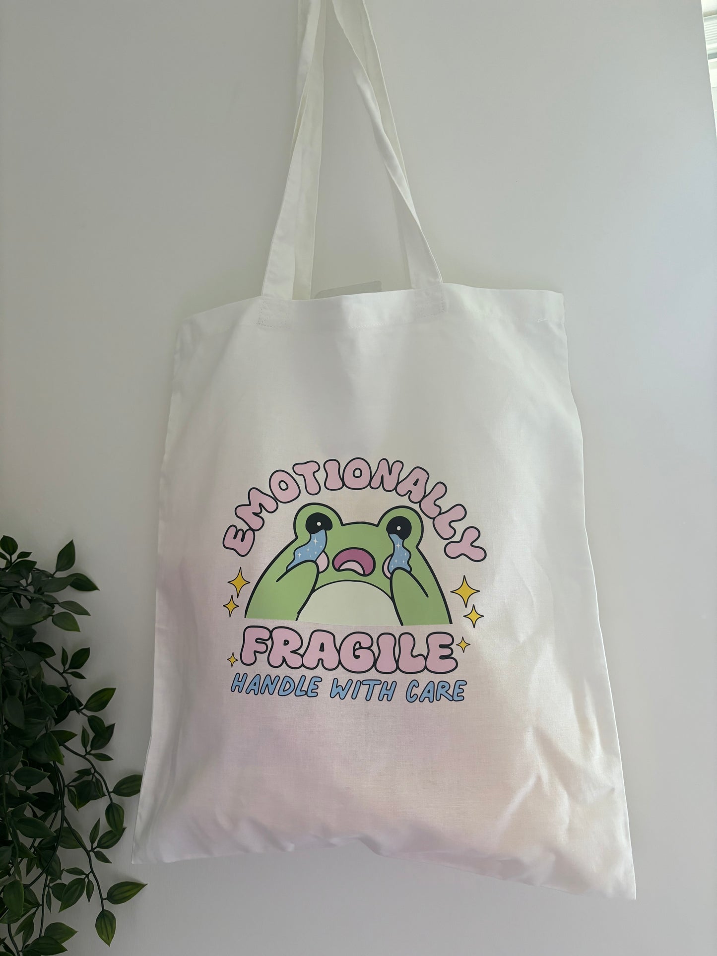 Emotional froggy tote bag
