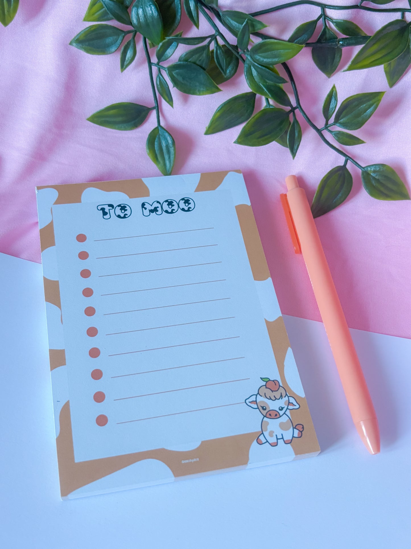 Peach cow notepad