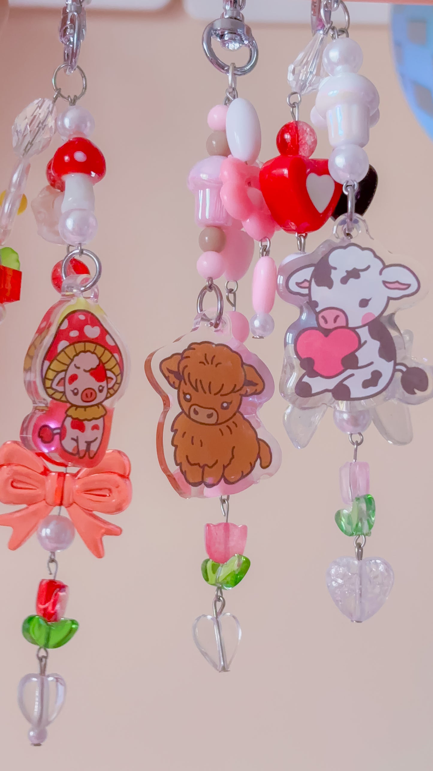 Spring cow bag charm