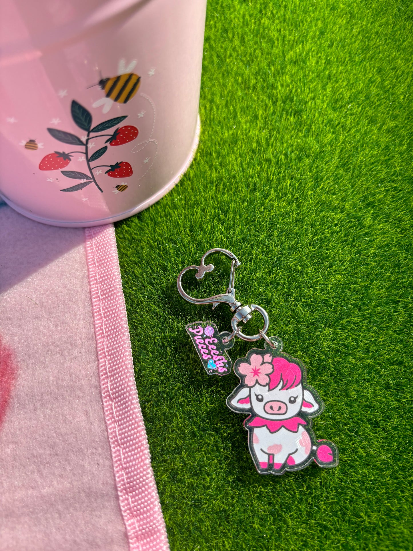 Acrylic cow keyring - 10 options!