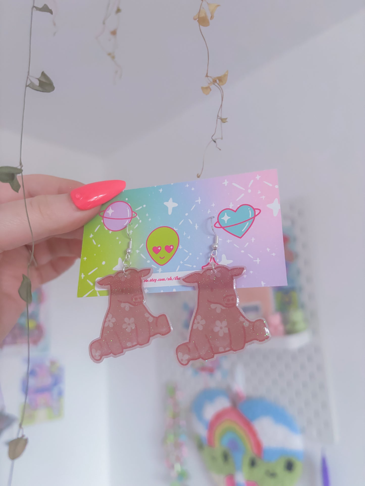 Floral mini moos handmade earrings