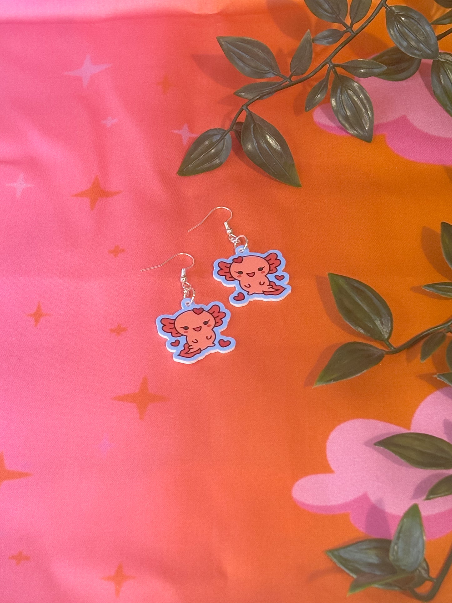 Axolotl love earrings
