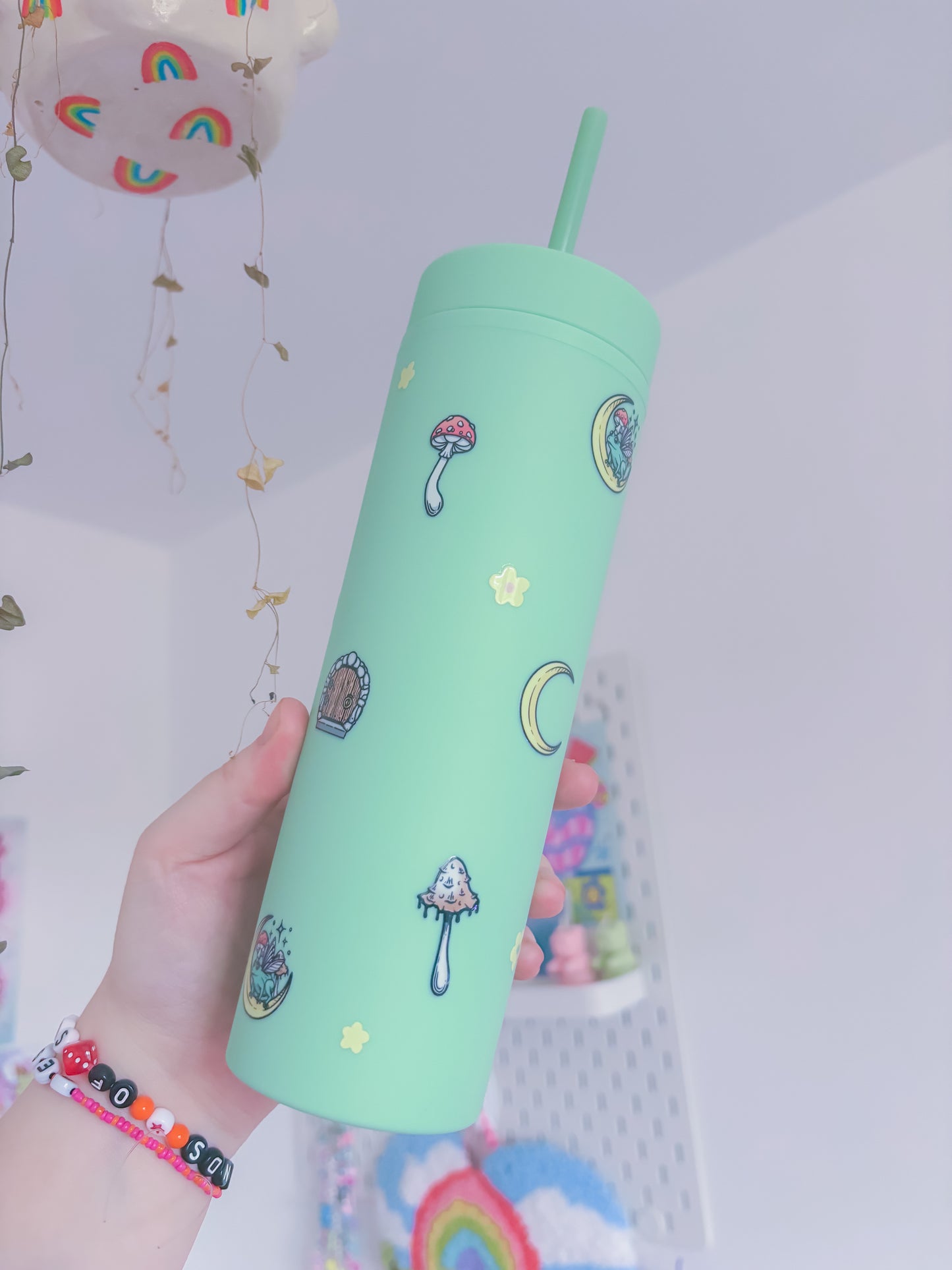Frogs & shrooms acrylic tumbler