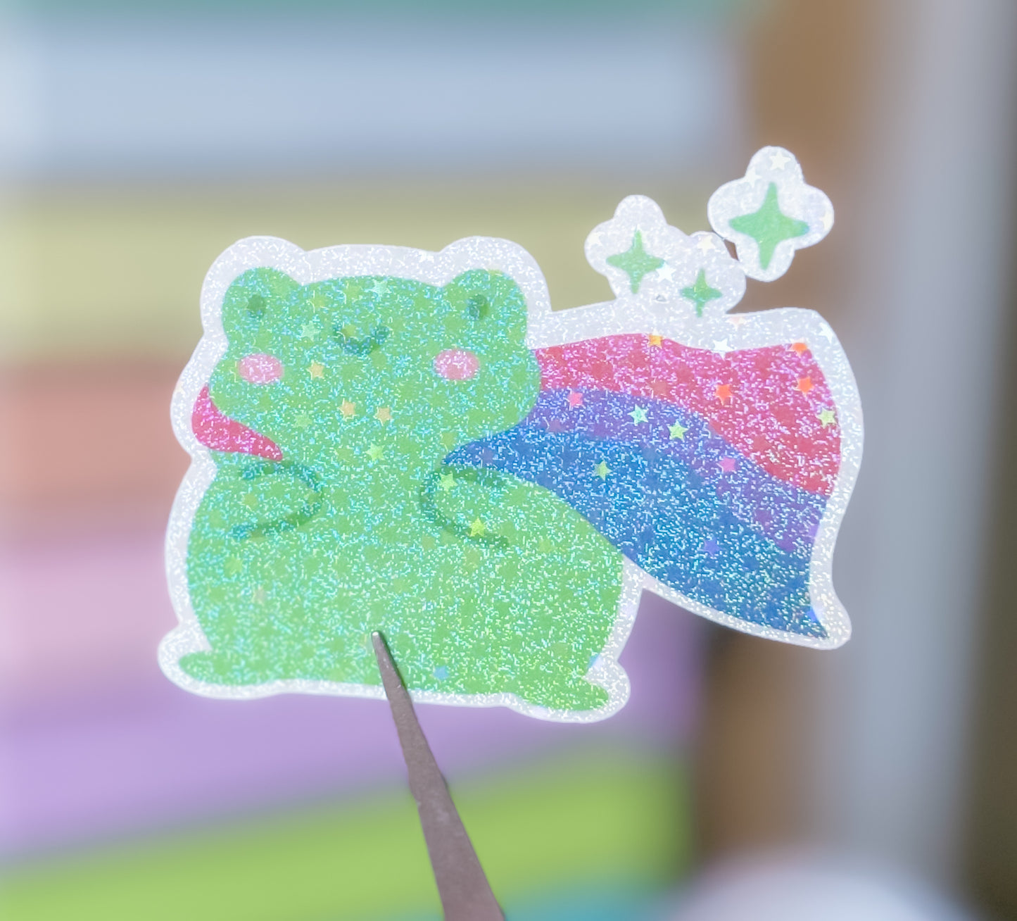 Bisexual pride froggy holographic sticker