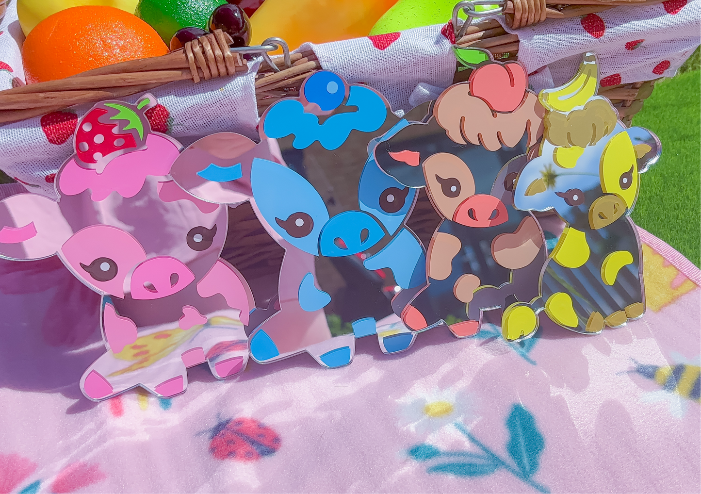 Blueberry cow shaped acrylic mirror