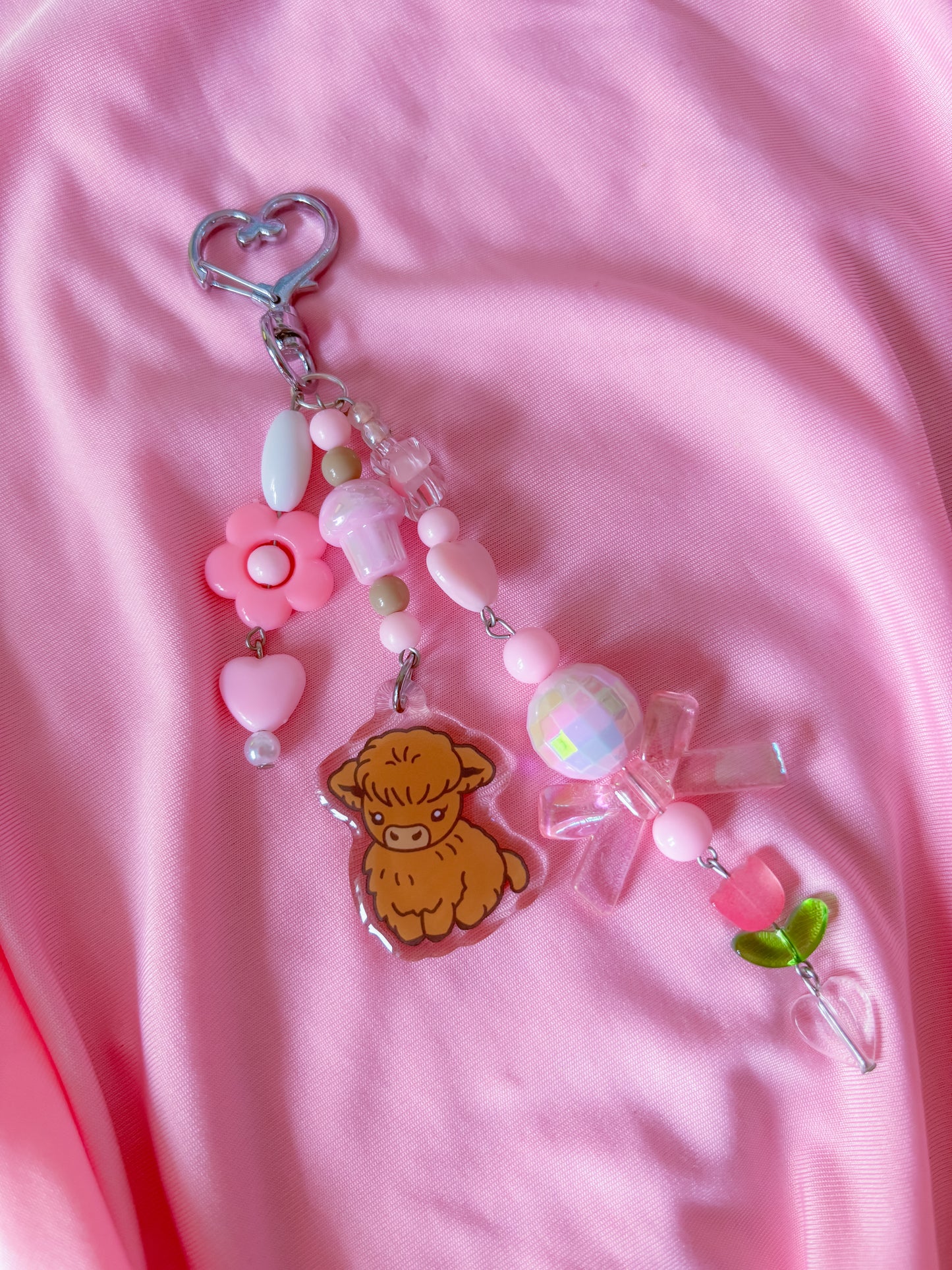 Spring cow bag charm