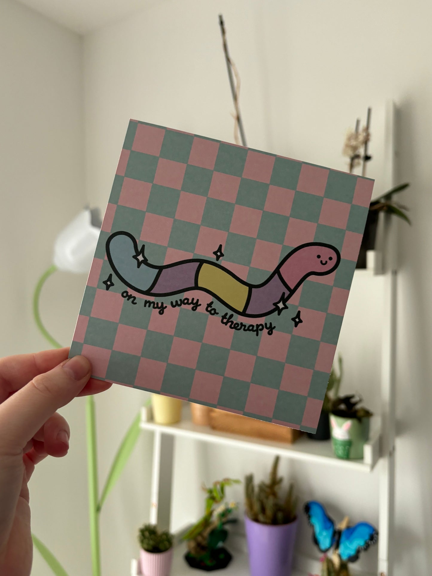 Therapy worm square art print