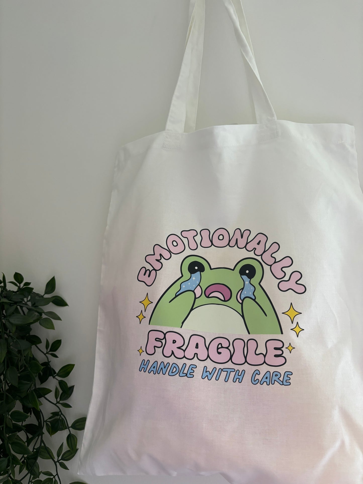 Emotional froggy tote bag