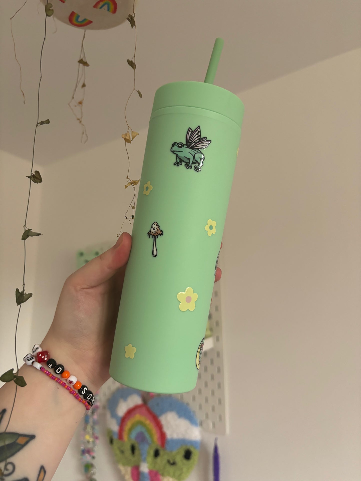Frogs & shrooms acrylic tumbler