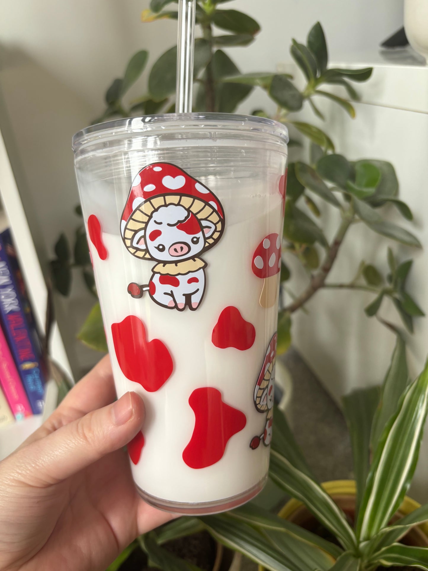 Mushie cow snowglobe tumbler