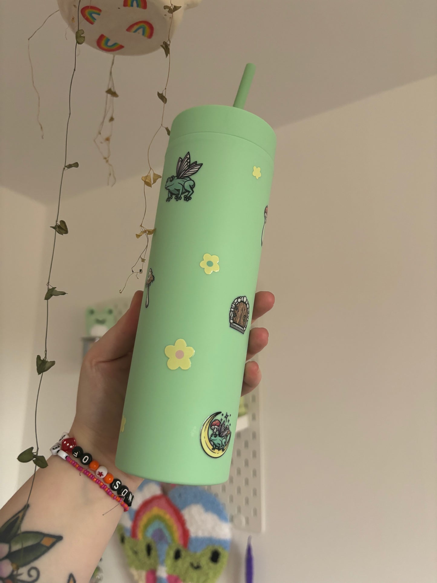 Frogs & shrooms acrylic tumbler