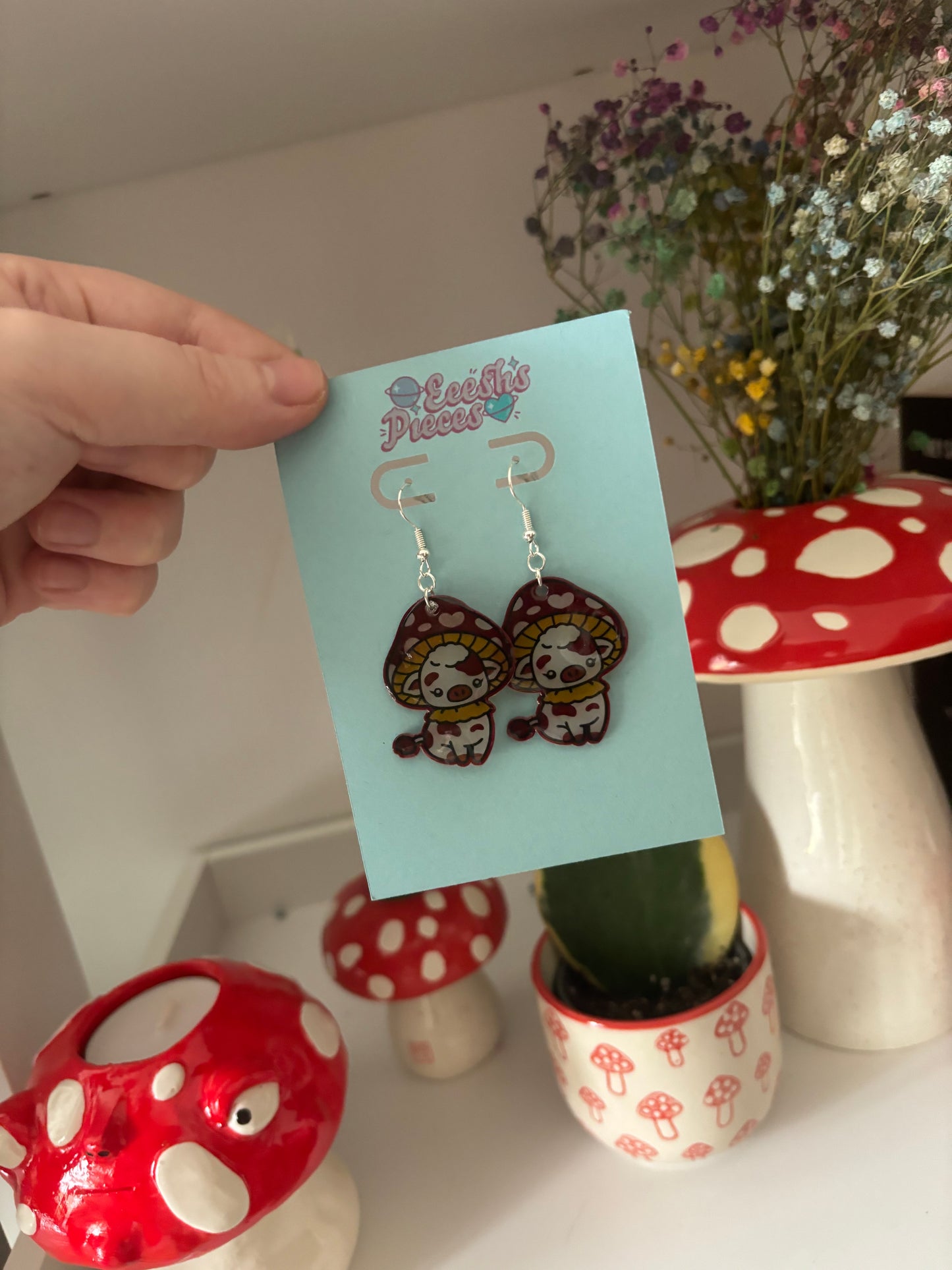 Mushie cow earrings
