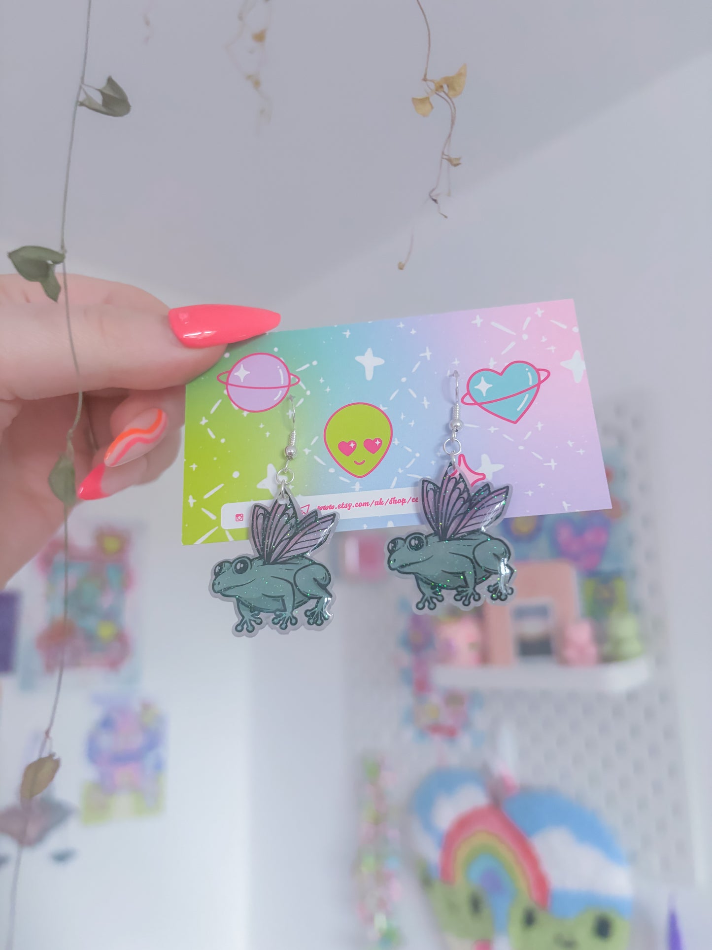 Fairy frog earrings