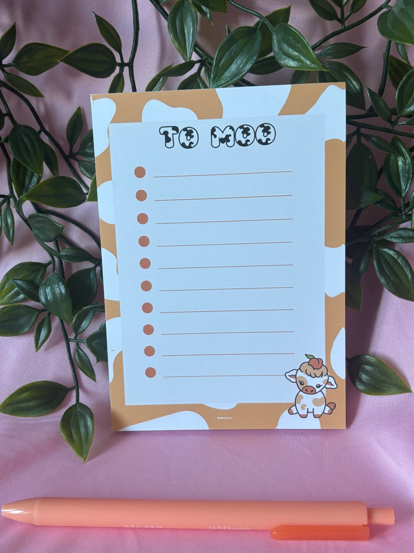 Peach cow notepad
