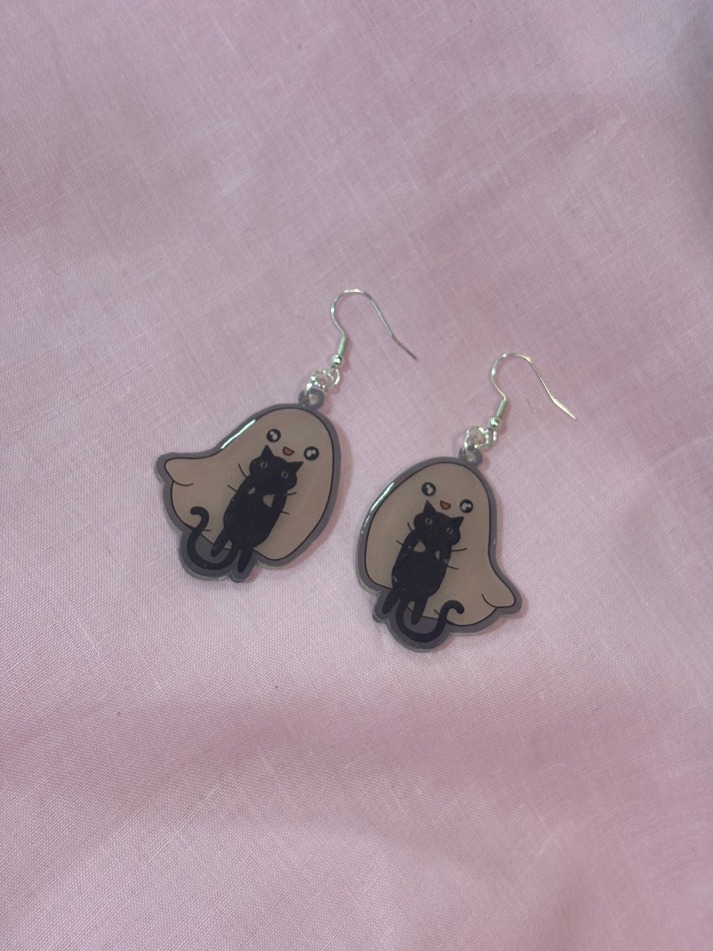 Ghost with cat earrings