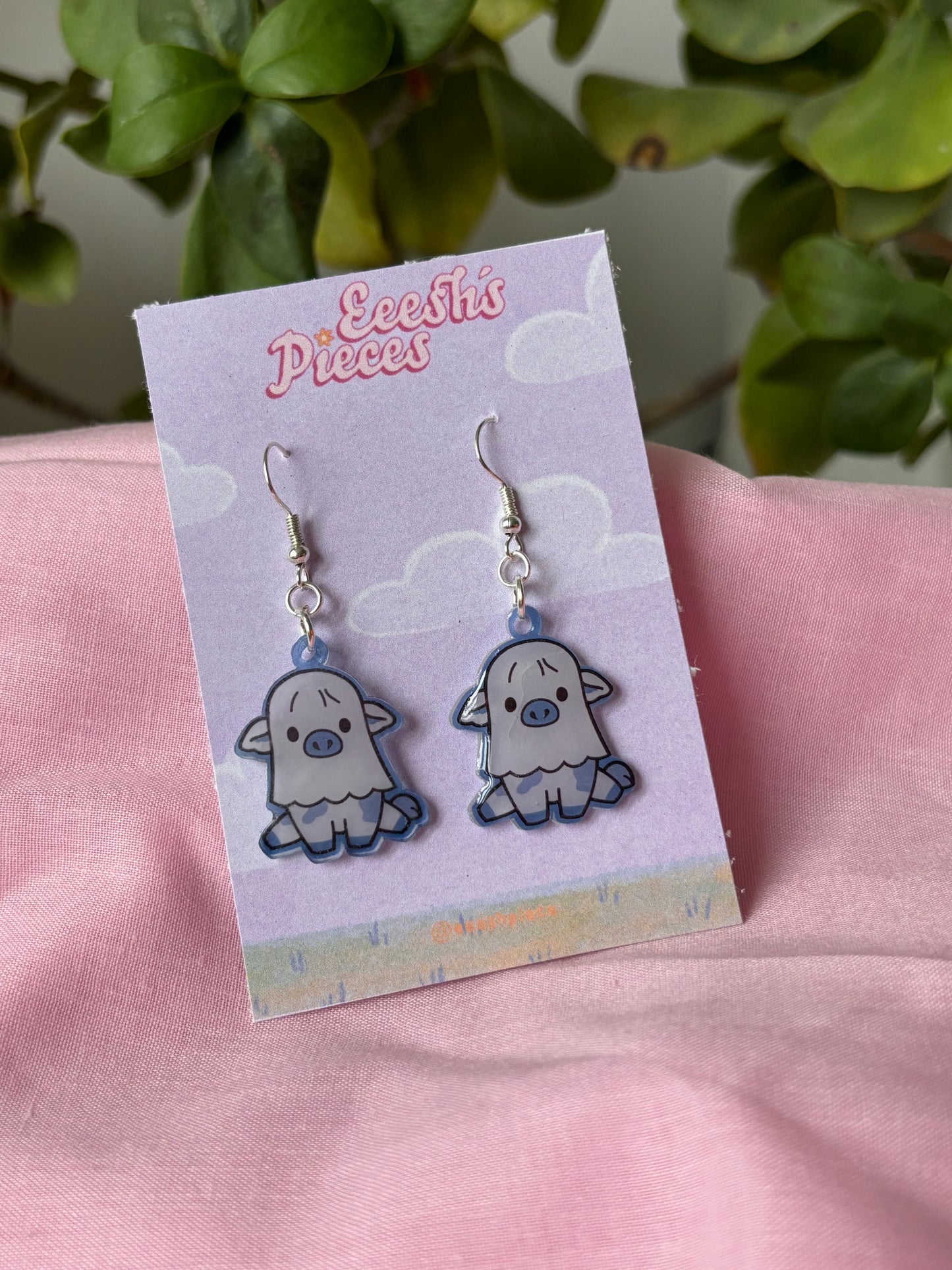 Ghost cow earrings