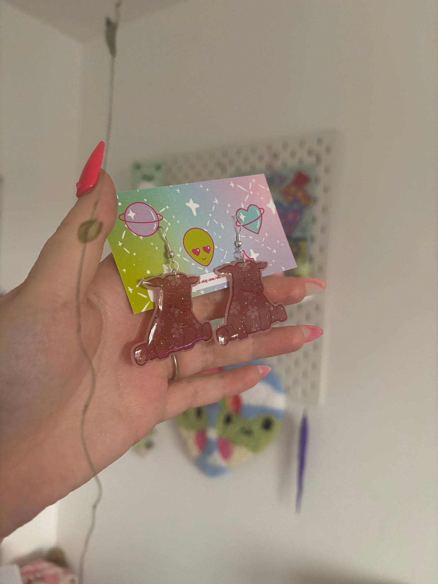 Floral mini moos handmade earrings
