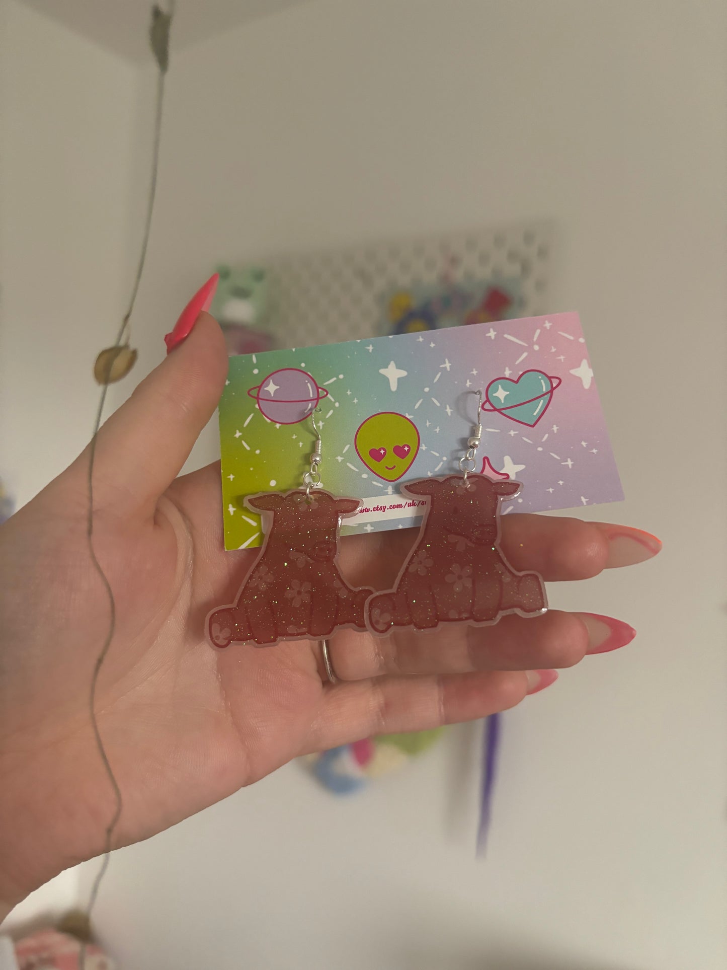 Floral mini moos handmade earrings