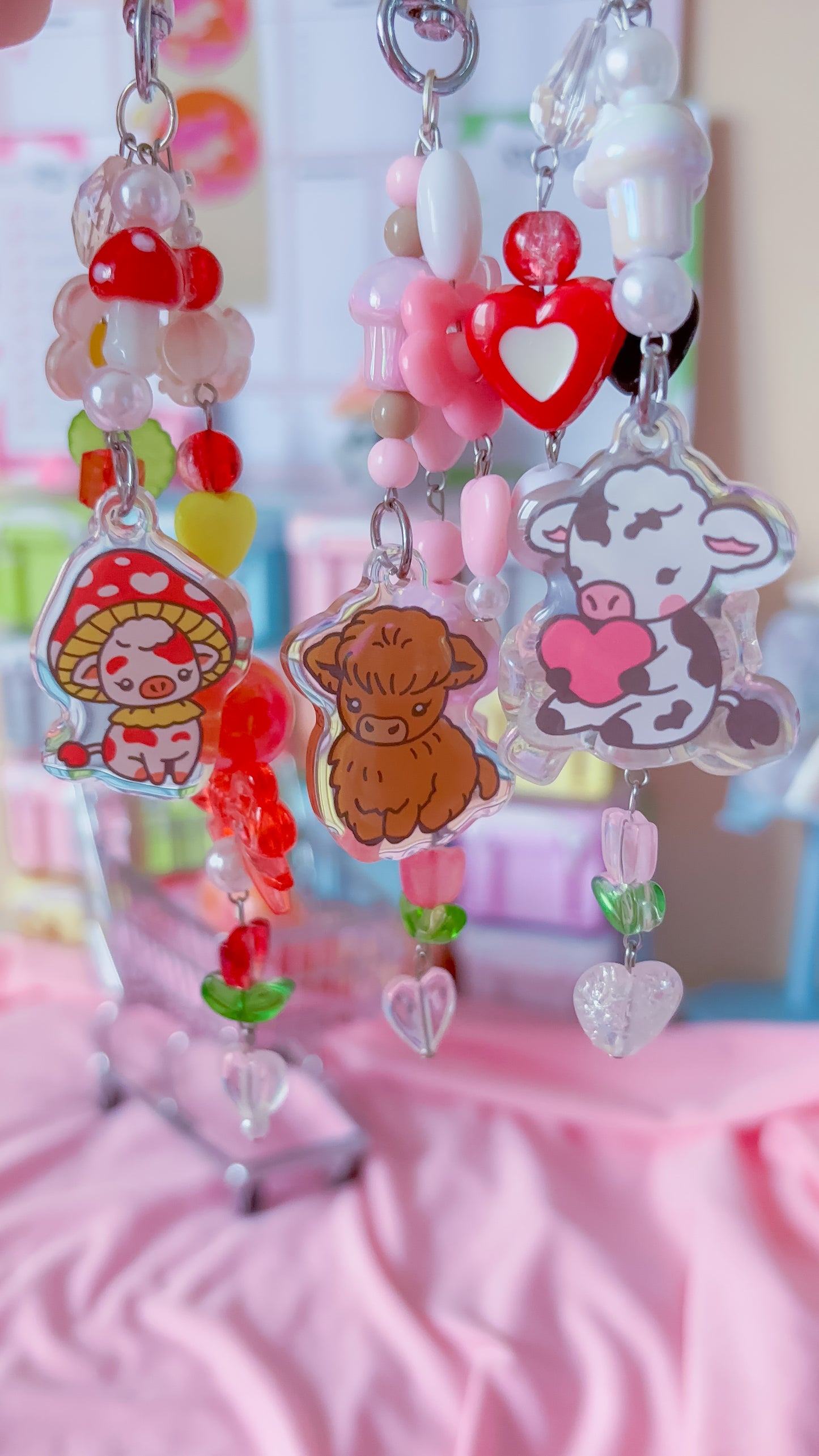 Spring cow bag charm