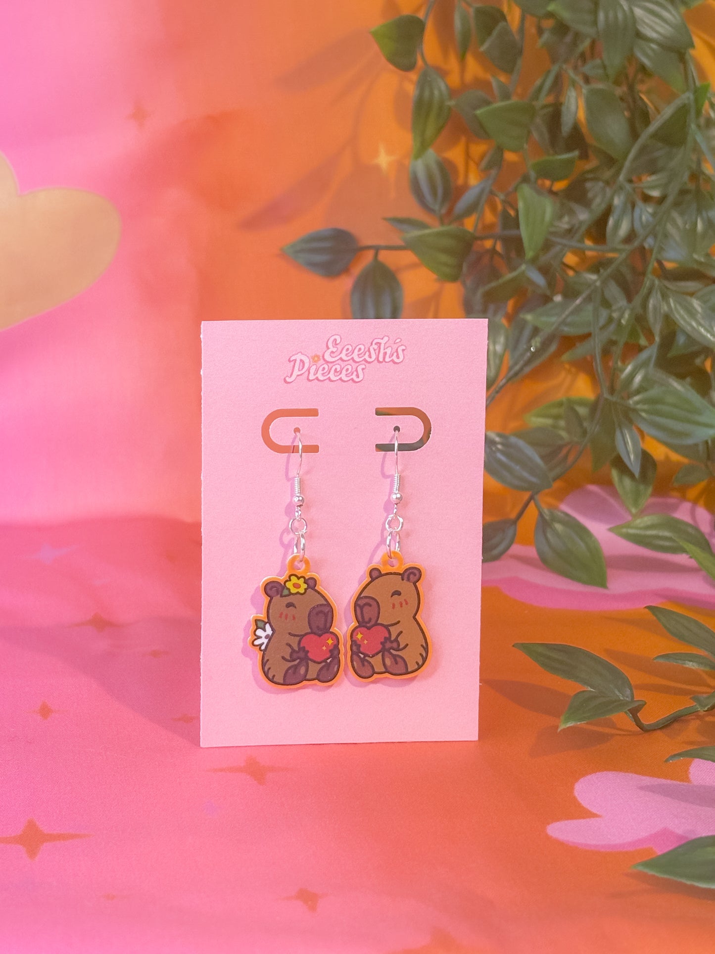 Capybara love earrings