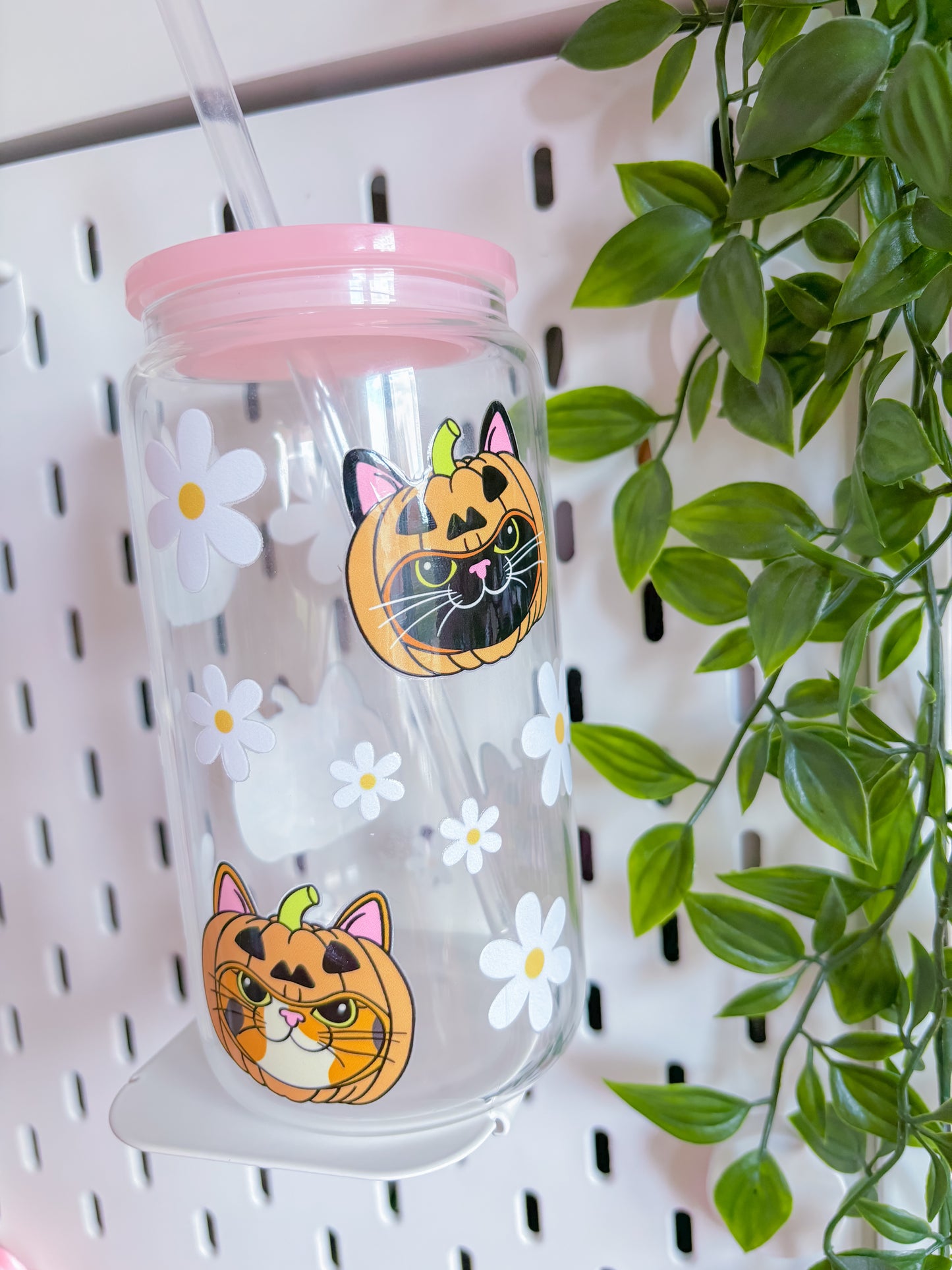 Pumpkin cats glass can