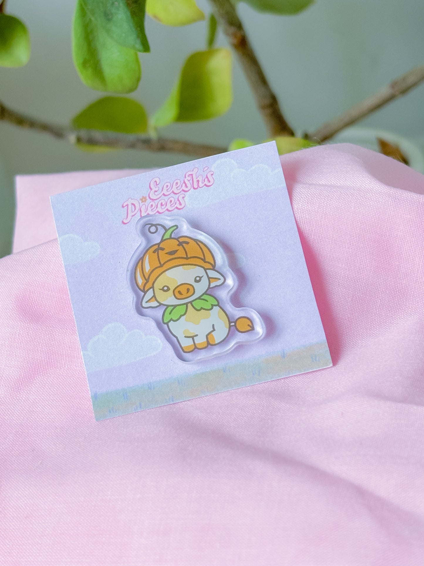 Pumpkin cow acrylic pin
