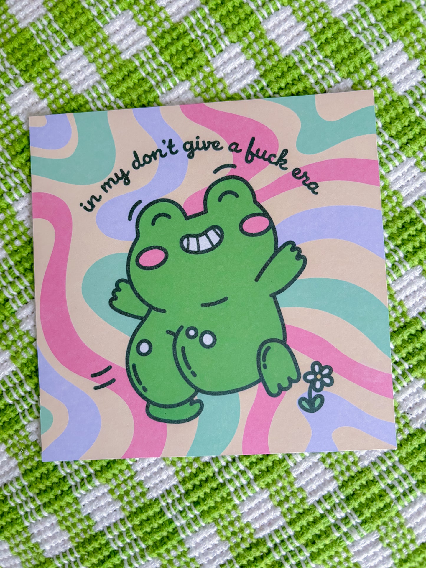 No fucks froggie square print